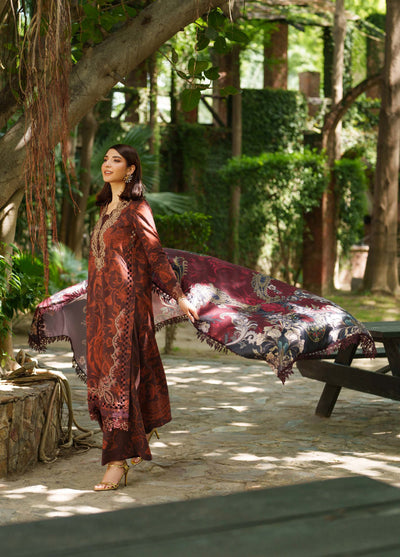 Meraki by Asifa And Nabeel Unstitched Viscose Embroidered Suits 3 Piece AN25MW ANM-10-Crimson Chill - Casual Collection