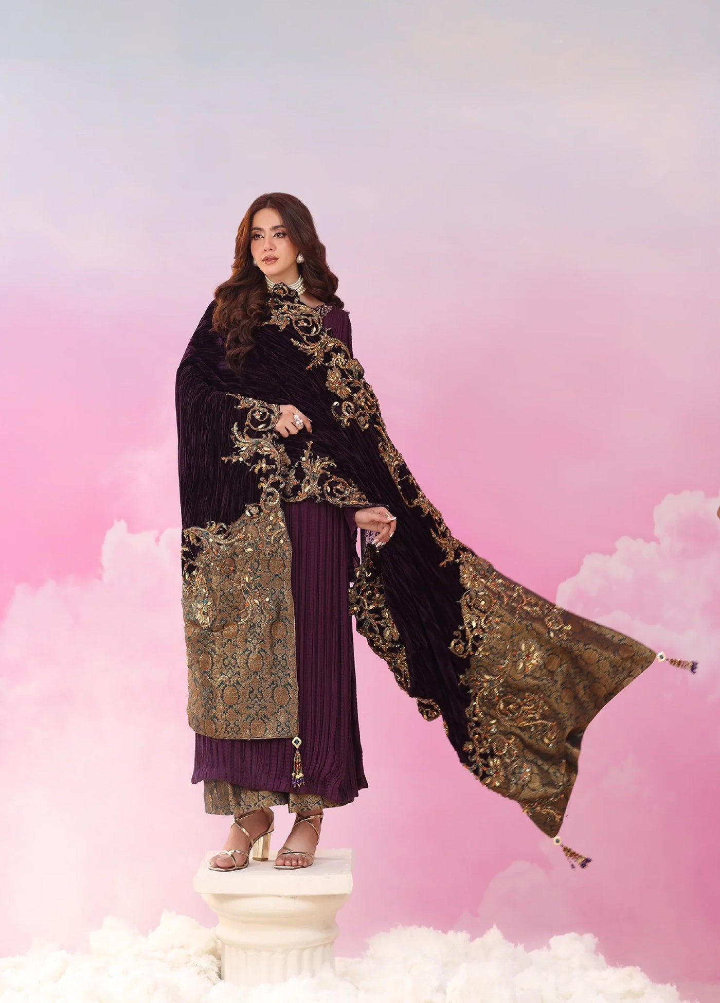 Mount Olypus by Musferah Saad Pret Embroidered Chiffon 2 Piece Amethyst Majesty - Pret Collection