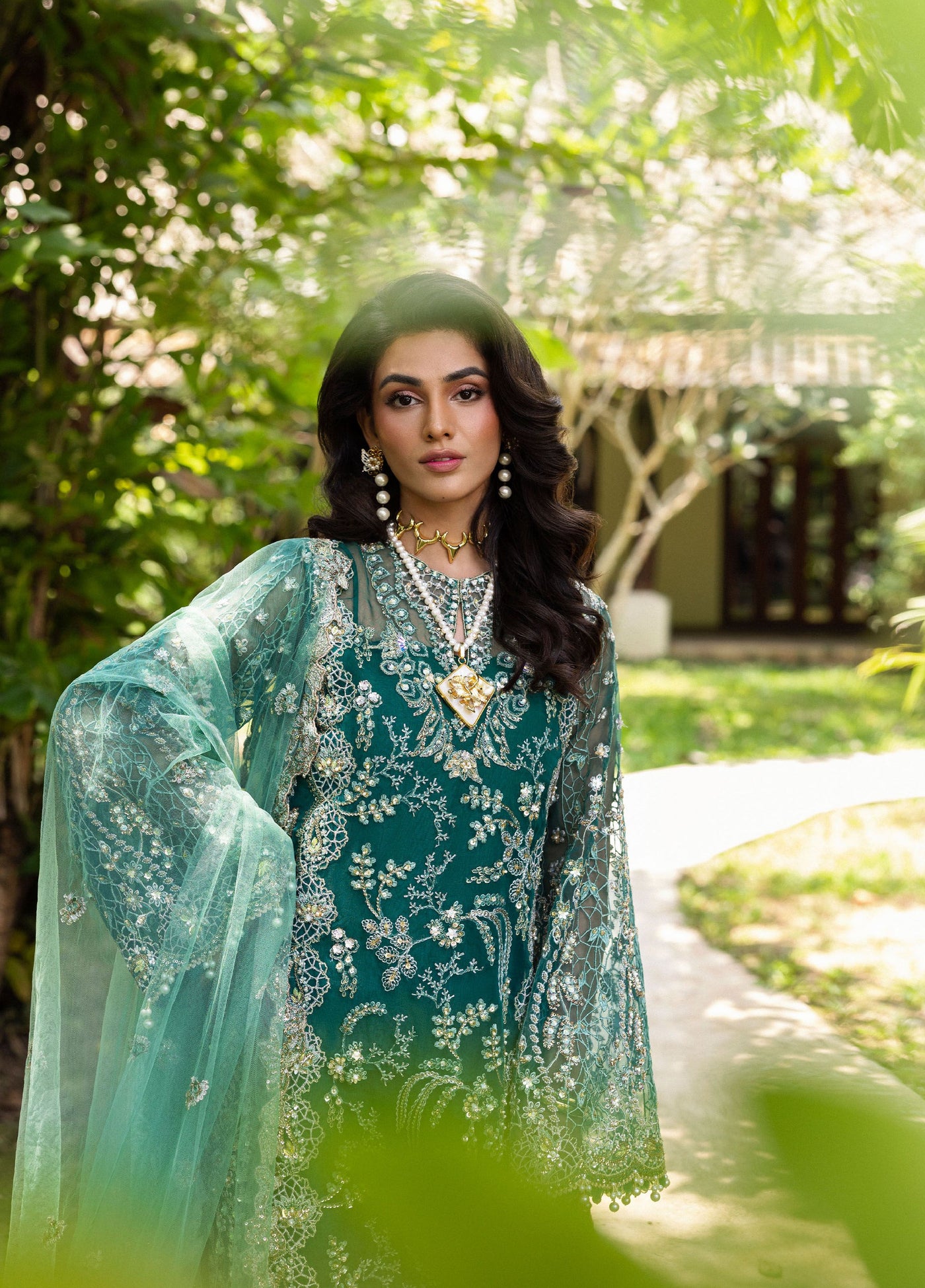 Saira Rizwan Unstitched Organza Embroidered Suits 3 Piece SR25UF SRF25-04 Kiana - Formal Collection