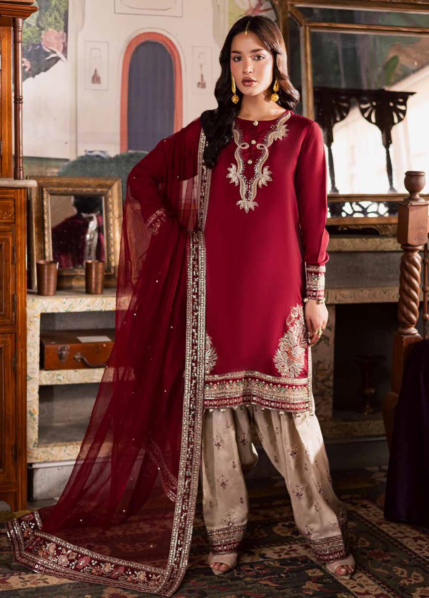 Nureh Nur Mahal The Silk Edit Unstitched Suits 3 Piece NU25NM NE-193 - Festive Collection