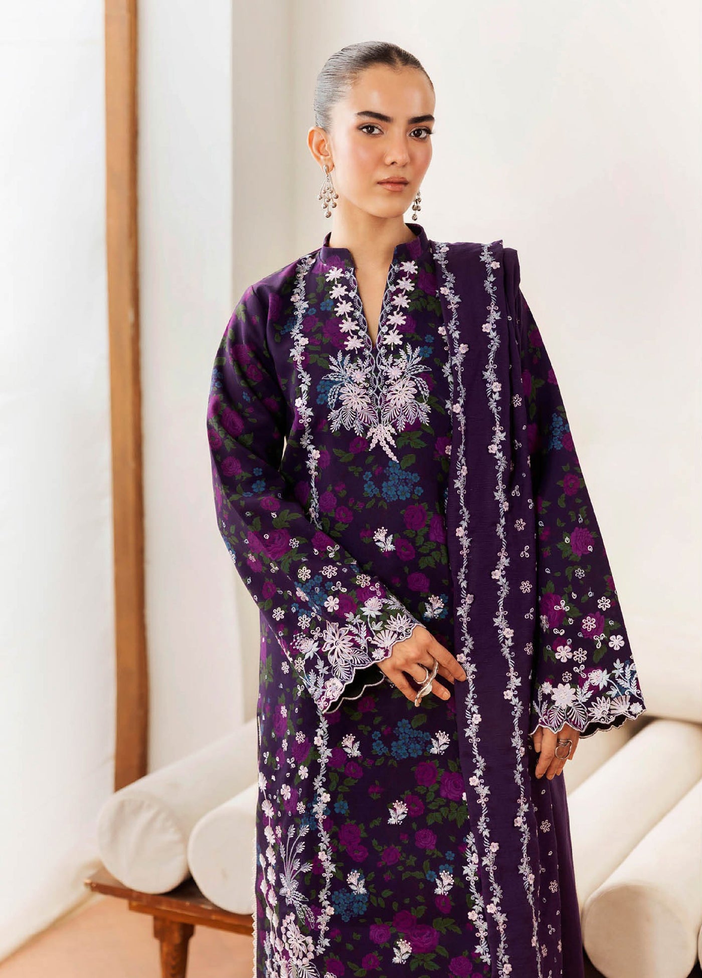 Nissa Floral Symphony by Rajbari Embroidered Marina Suits Unstitched 3 Piece RB25NM D-07 - Winter Collection