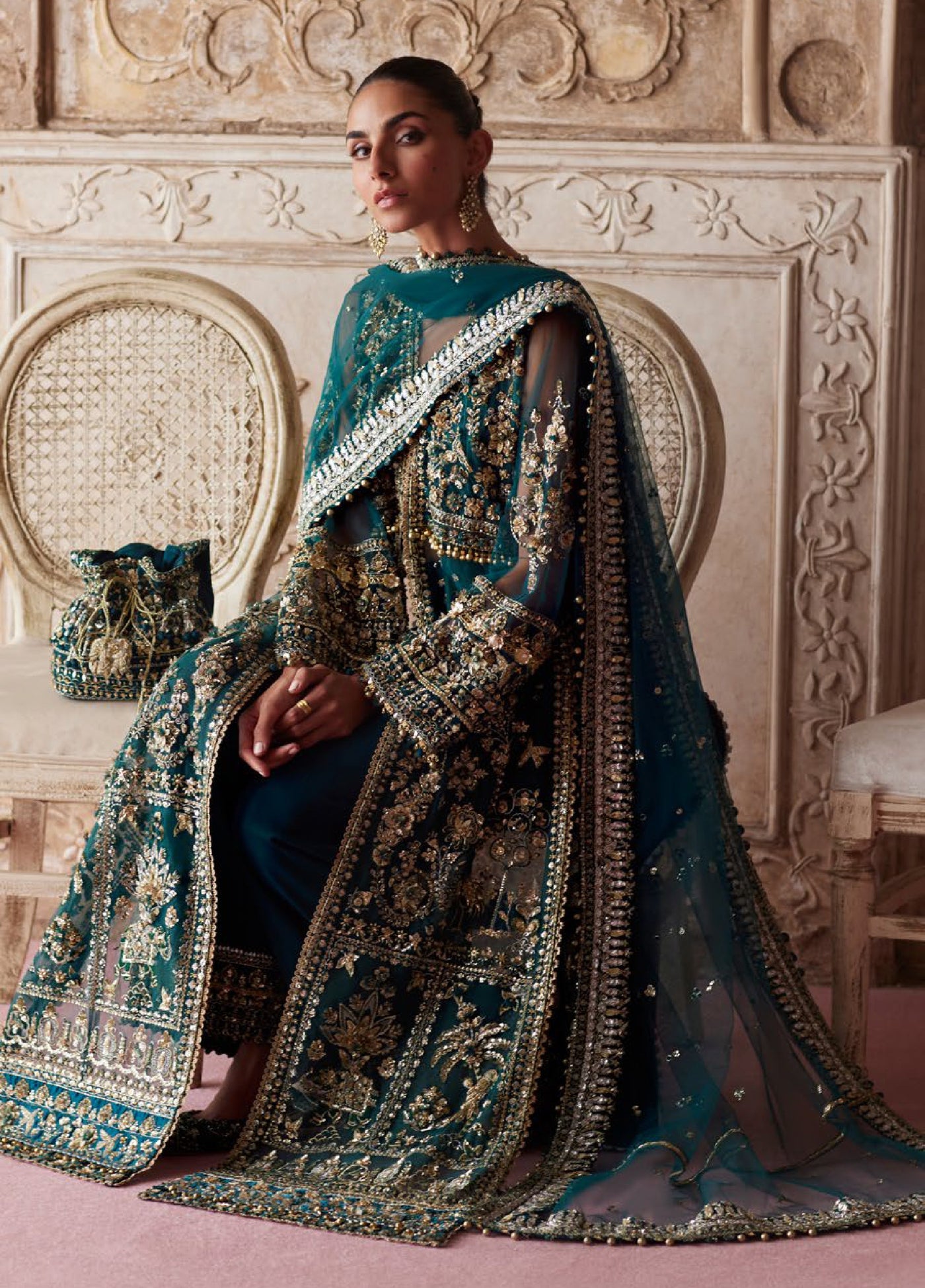 Zaha by Khadija Shah Gossamer Unstitched Embroidered Suits 3 Piece ZL25GF ZC25-05 - Festive Collection