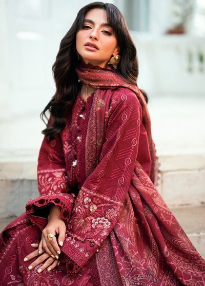 Florent Serenity Embroidered Woolen Shawls Unstitched Karandi Suits 3 Piece FL25WS FL-3A - Winter Collection