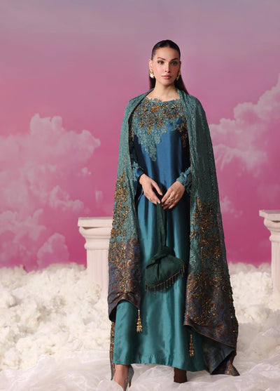 Mount Olypus by Musferah Saad Pret Embroidered Tissue Silk 2 Piece Emerald Oracle - Pret Collection