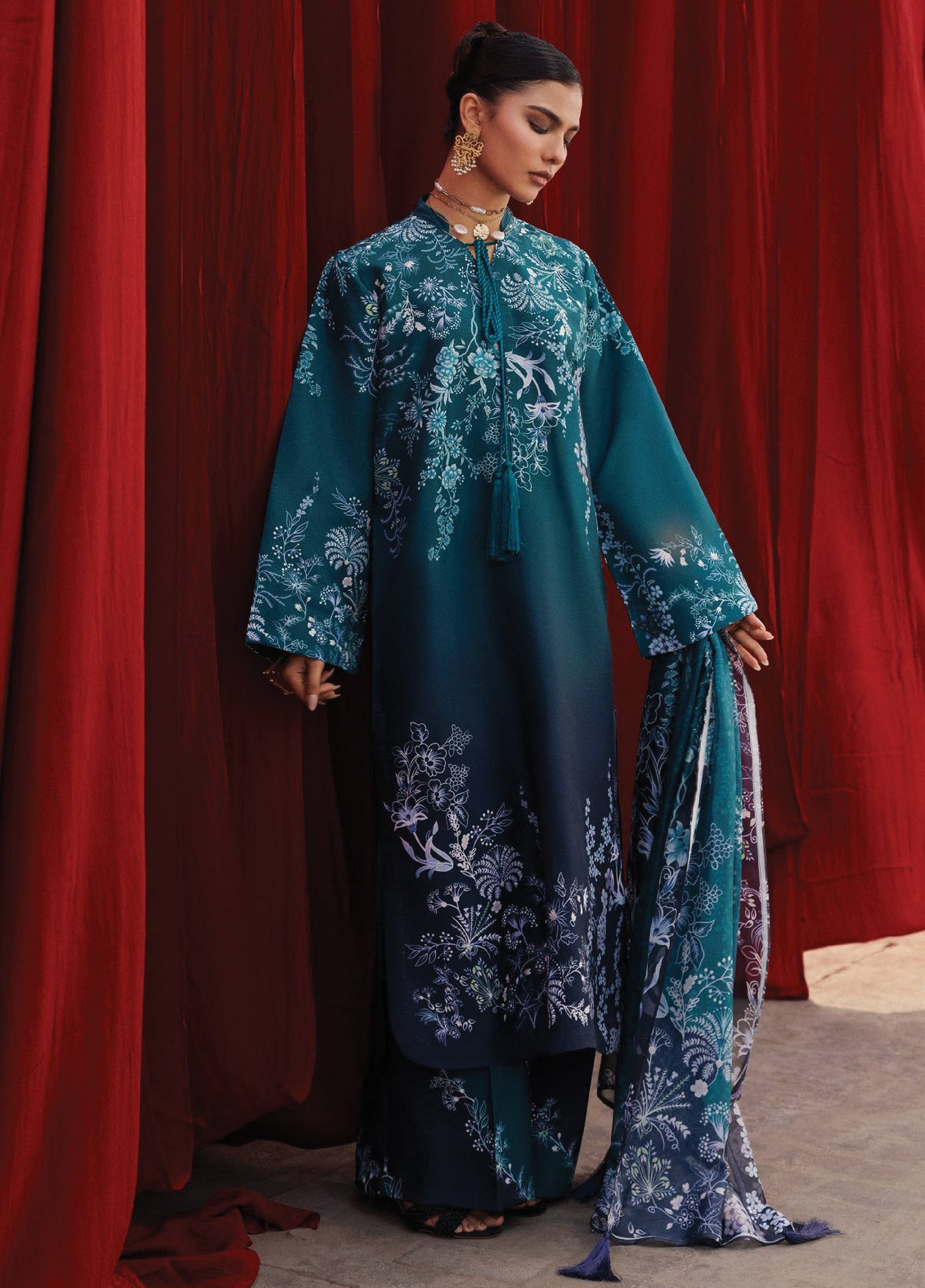 Aik Roz by Aik Atelier Unstitched Khaddar Printed Suits 3 Piece AIK25RK Look 07 - Winter Collection