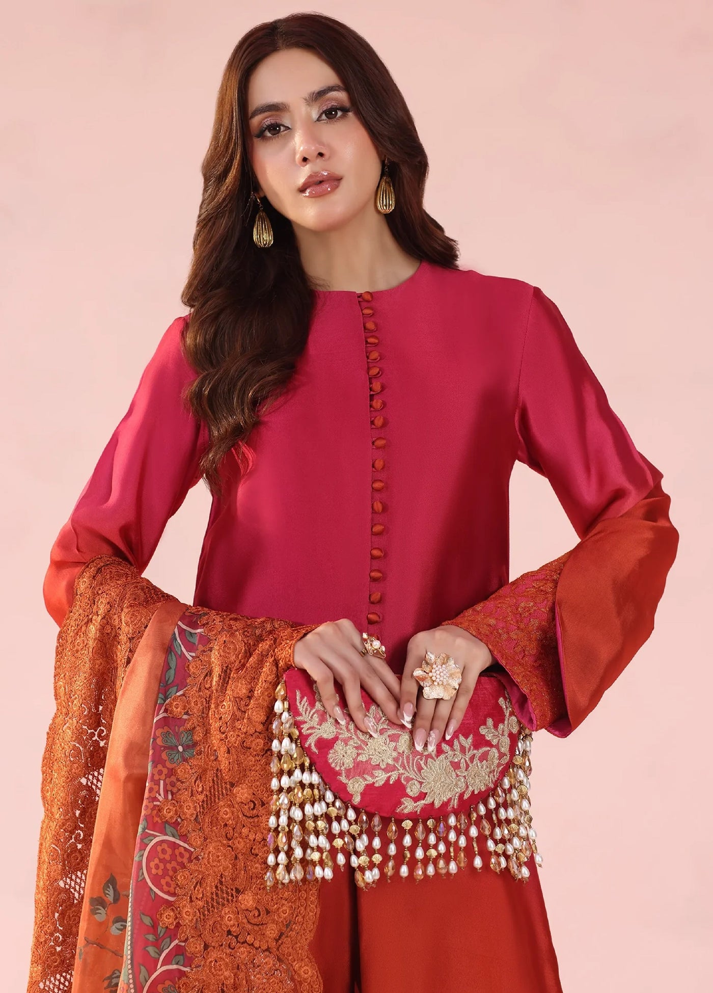 Eterna by Musferah Saad Pret Embroidered Tissue Silk 3 Piece Fiery Bloom - Festive Collection