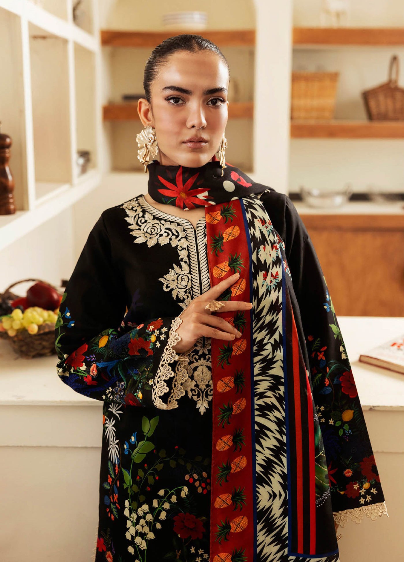 Nissa Floral Symphony by Rajbari Embroidered Marina Suits Unstitched 3 Piece RB25NM D-11 - Winter Collection