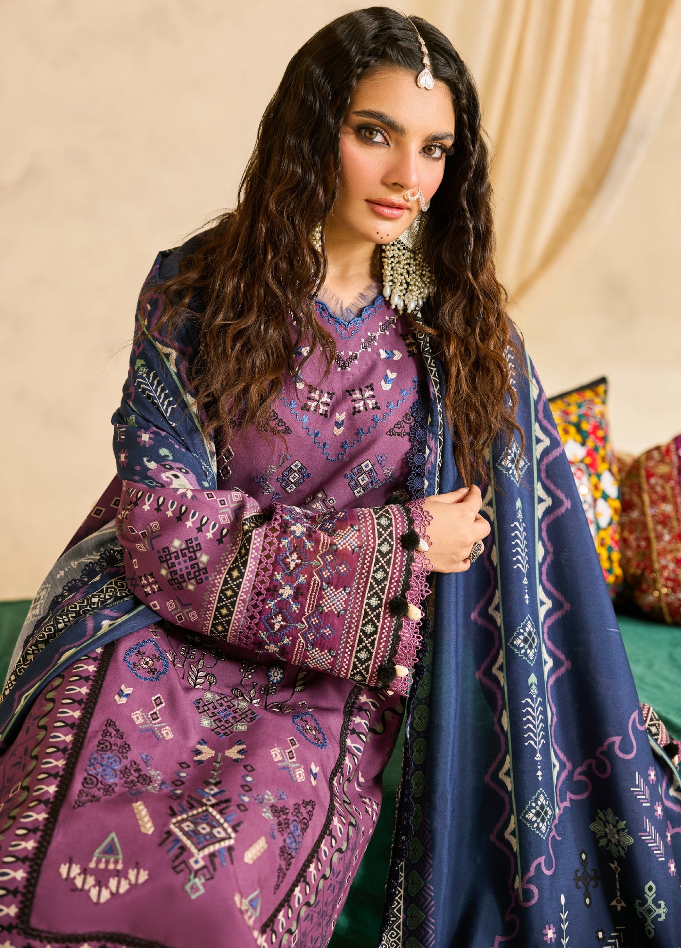Zync by Florent One Nation Unstitched Khaddar Embroidered Suits 3 Piece FL25ON FL-5B - Casual Collection