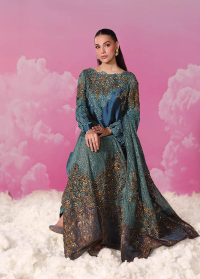 Mount Olypus by Musferah Saad Pret Embroidered Tissue Silk 2 Piece Emerald Oracle - Pret Collection