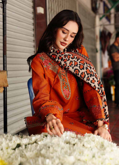 Poshima by Charizma Embroidered Peach Leather Suits Unstitched 3 Piece CZ25PW PSW5-03 - Winter Collection