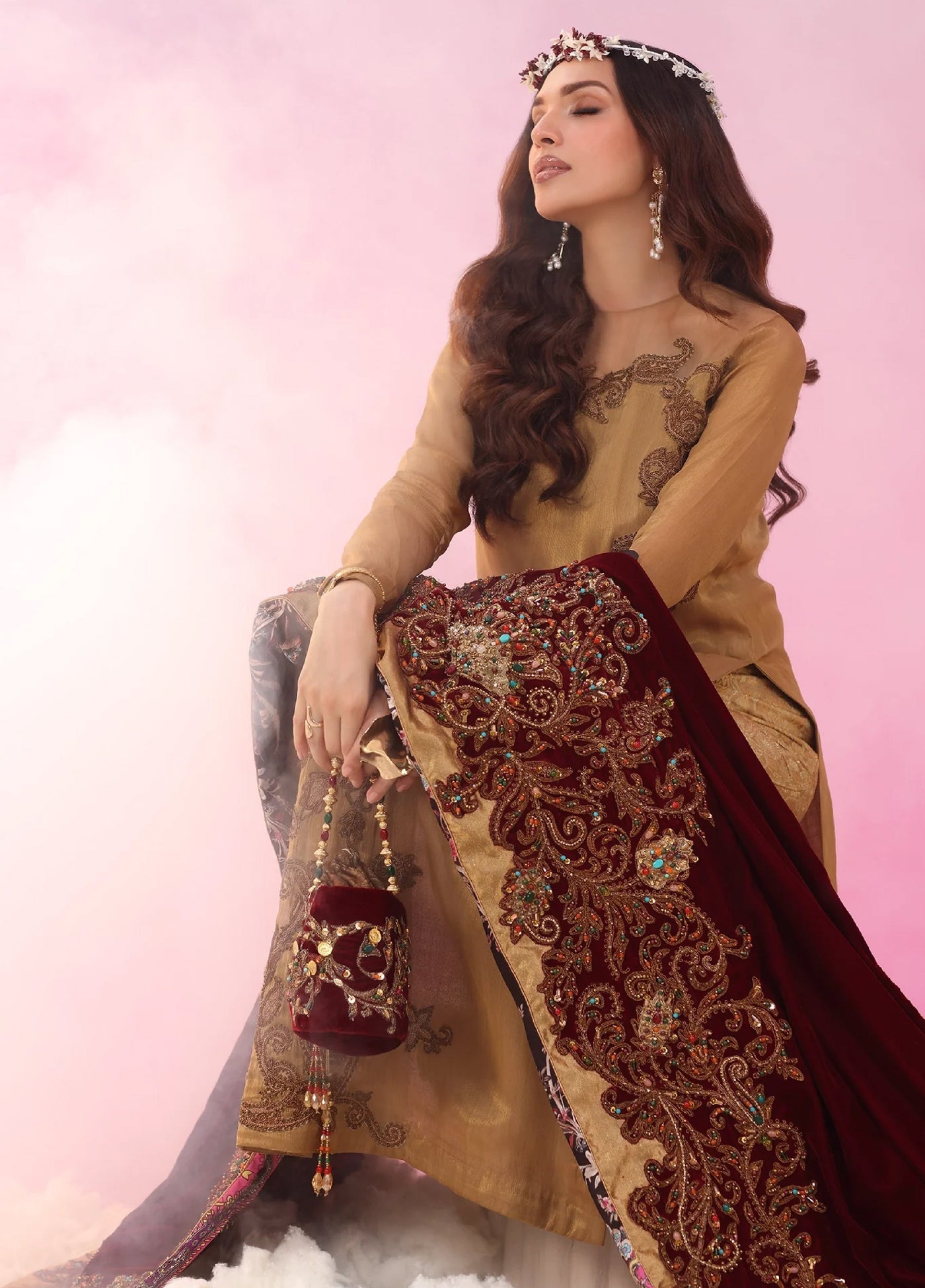 Mount Olypus by Musferah Saad Pret Embroidered Masoori 2 Piece Velour Aurelia - Pret Collection