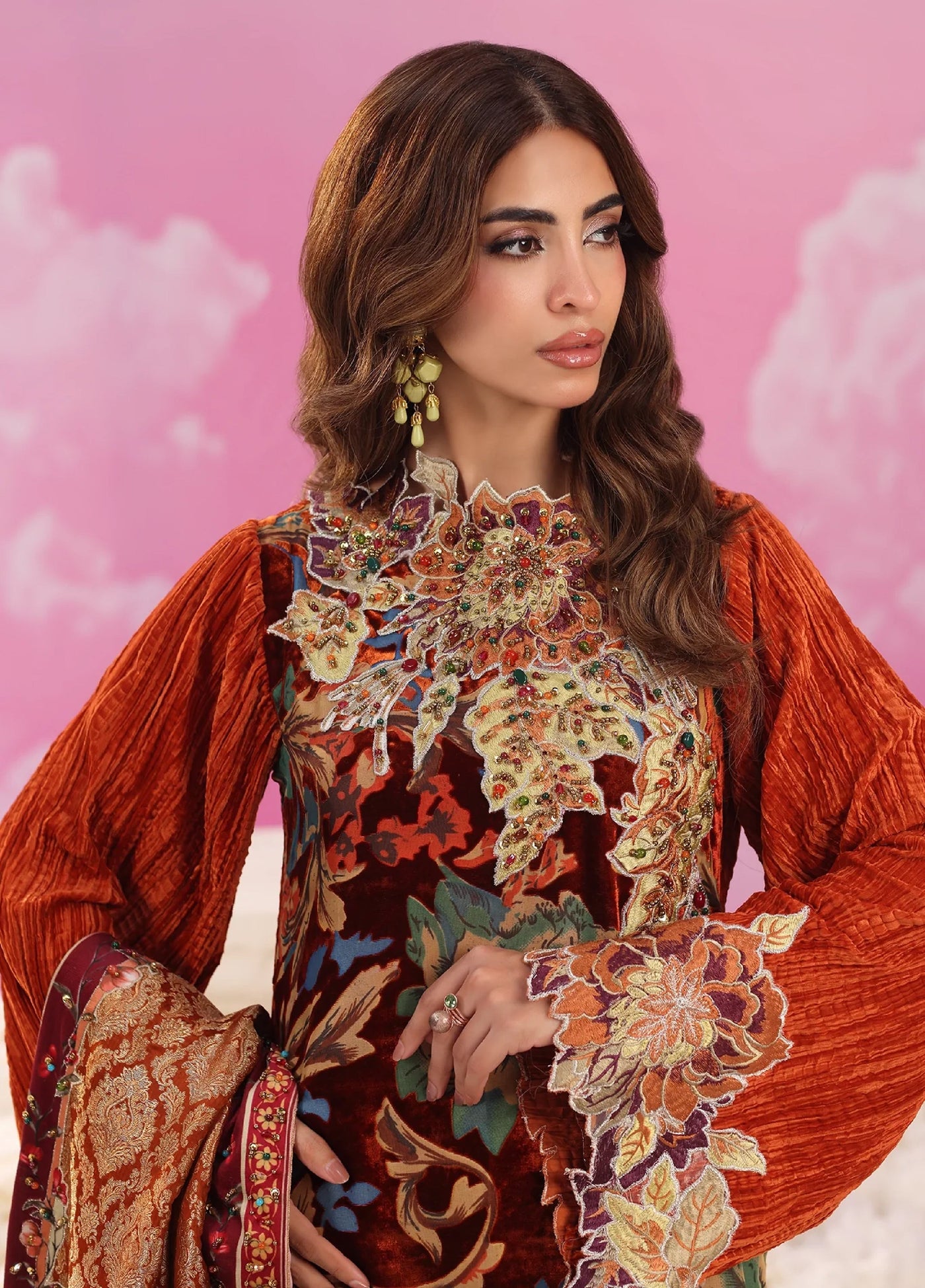 Mount Olypus by Musferah Saad Pret Embroidered Devore 2 Piece Eternal Flame - Pret Collection