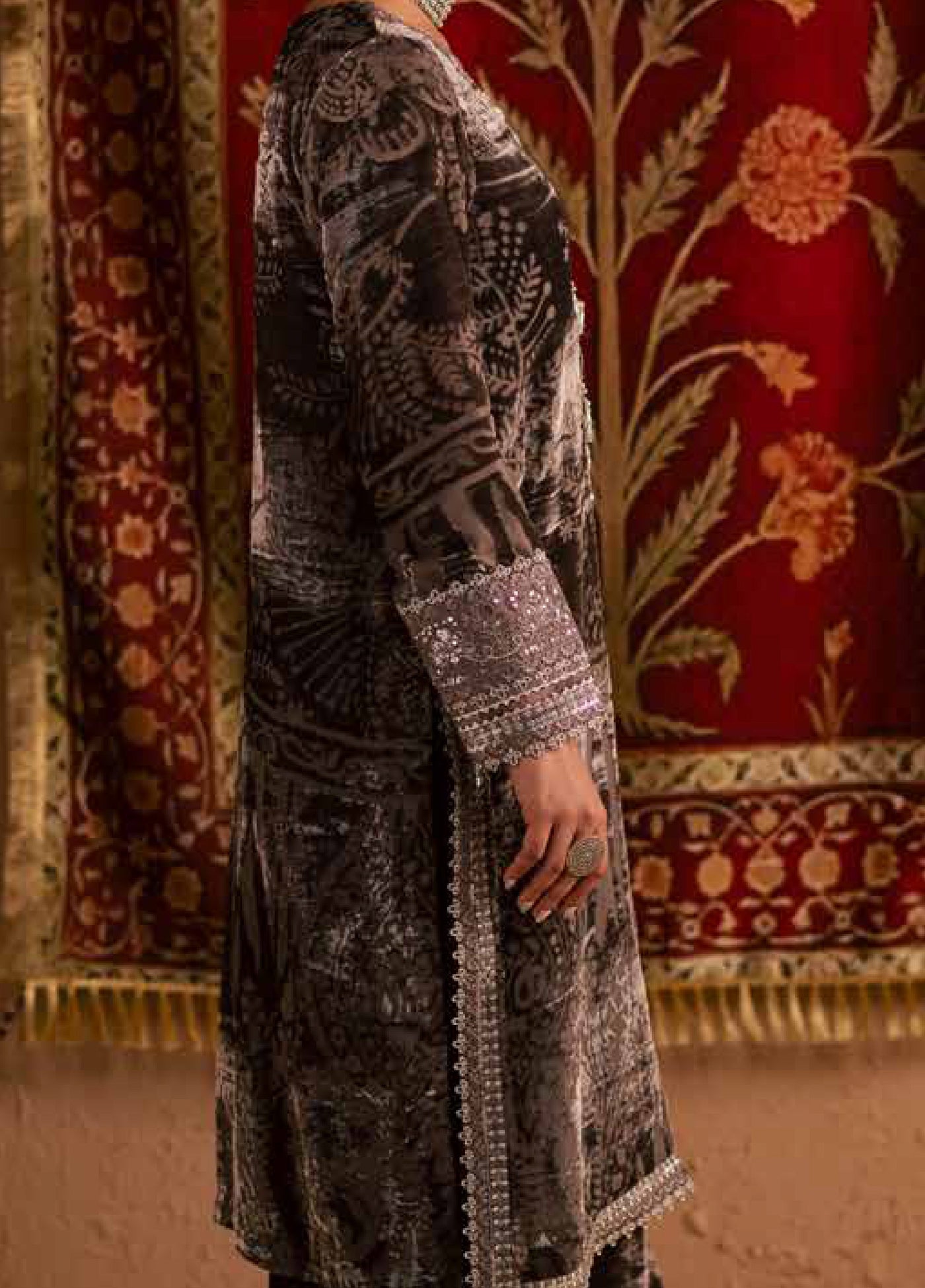 Ballerina by Nureh Unstitched Velvet Palachi Embroidered 3 Piece Suits NU25BV NU2-192 - Festive Collection