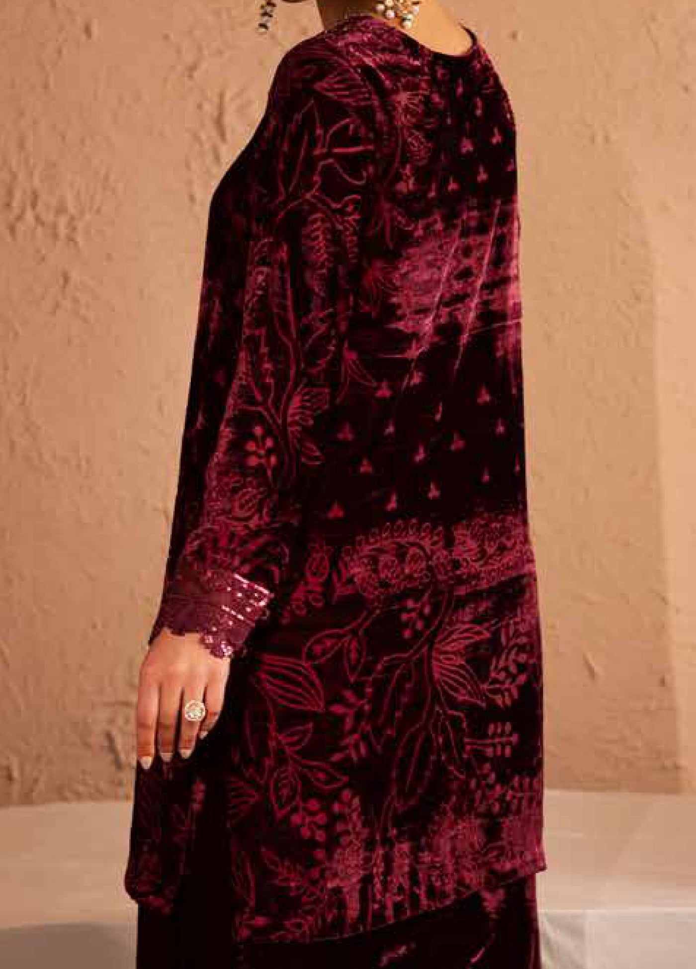 Ballerina by Nureh Unstitched Velvet Palachi Embroidered 3 Piece Suits NU25BV NU2-190 - Festive Collection