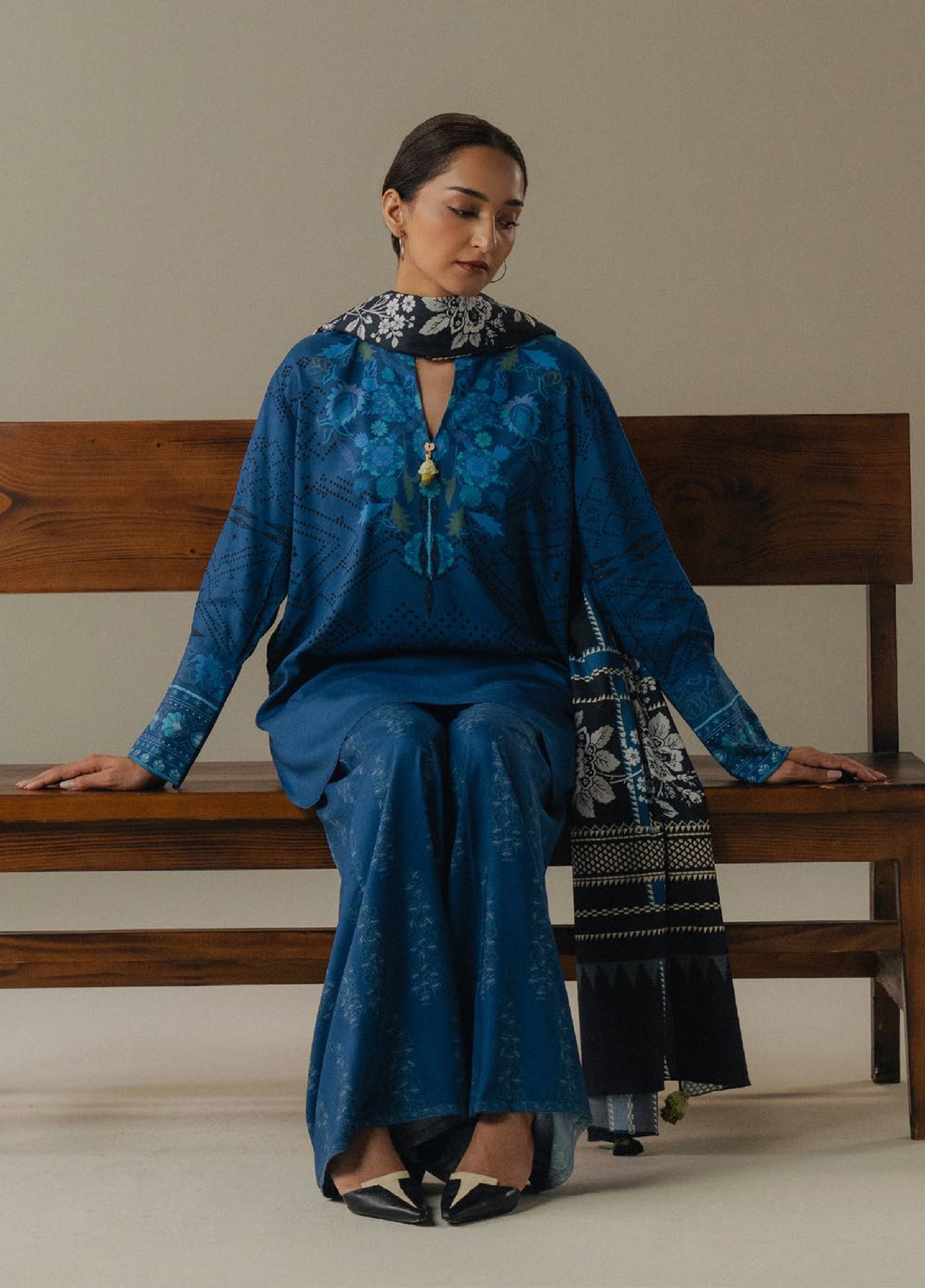 Coco by Zara Shahjahan Prints Unstitched Linen Suits 3 Piece CZS25PW Terracotta Sky D-9B - Winter Collection