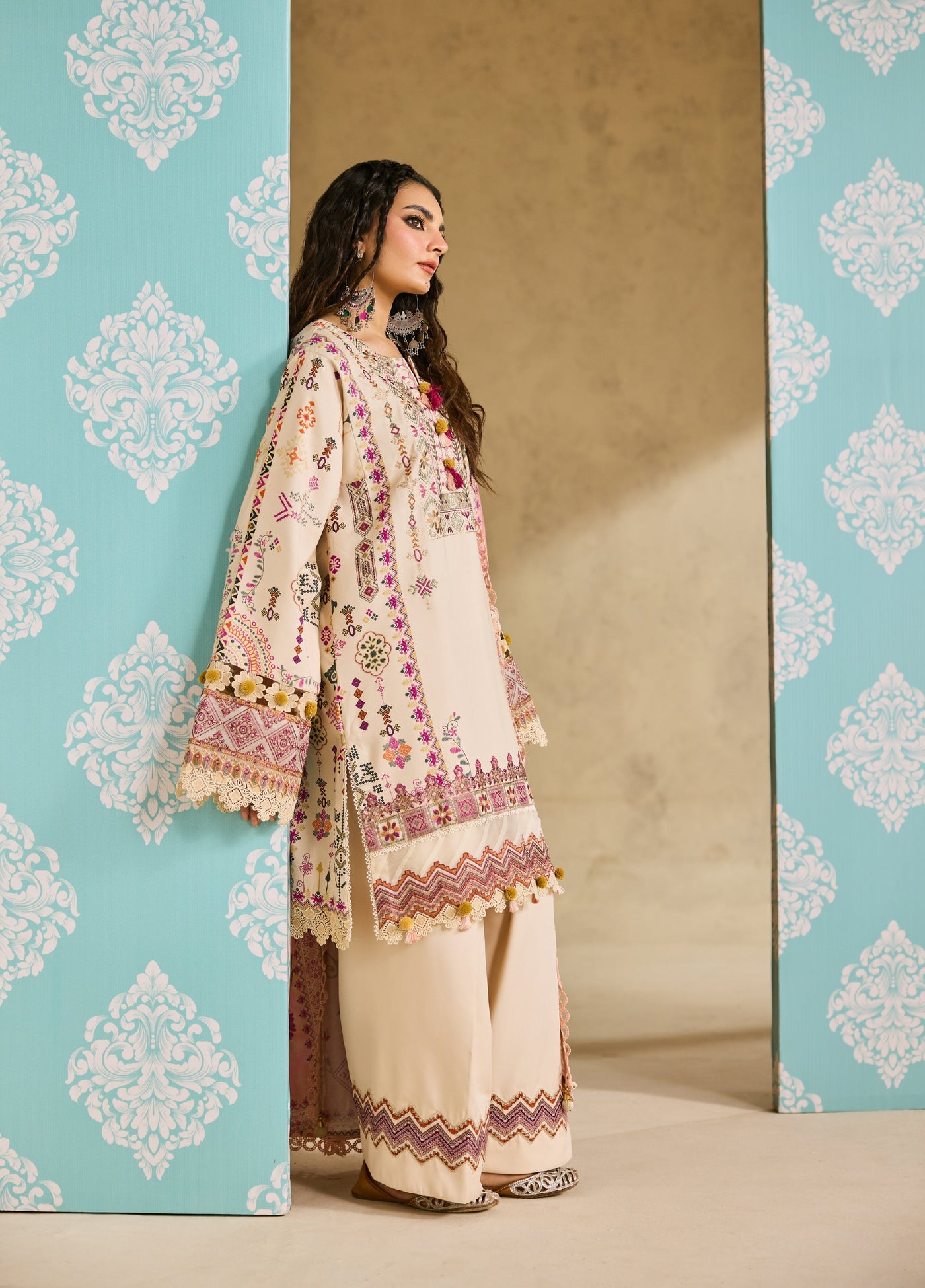 Zync by Florent One Nation Unstitched Khaddar Embroidered Suits 3 Piece FL25ON FL-7B - Casual Collection