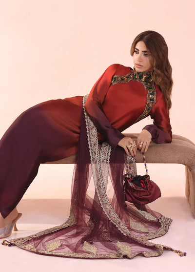 Eterna by Musferah Saad Pret Embroidered Tissue Silk 3 Piece Sunset Ombre - Festive Collection