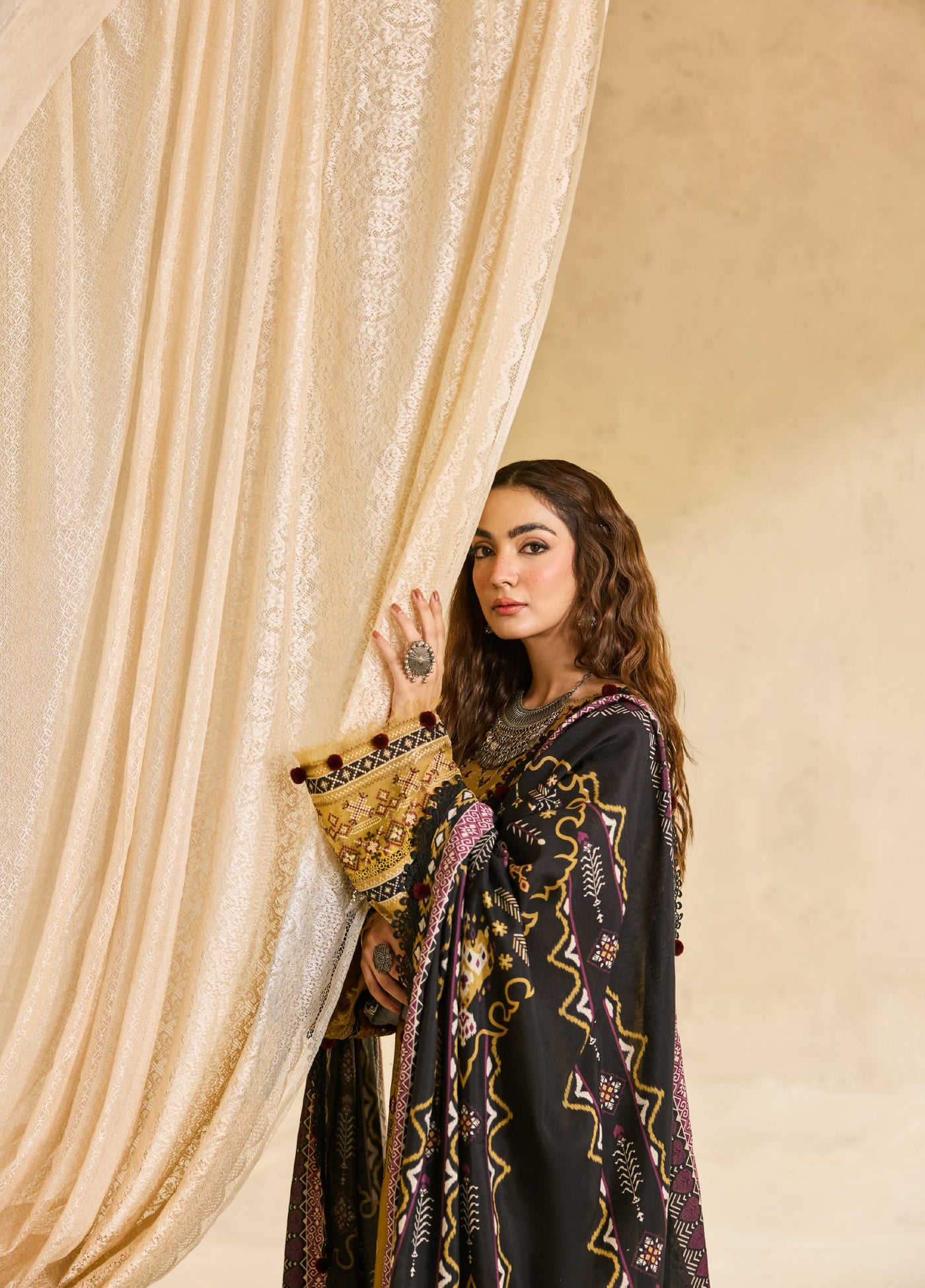 Zync by Florent One Nation Unstitched Khaddar Embroidered Suits 3 Piece FL25ON FL-5A - Casual Collection