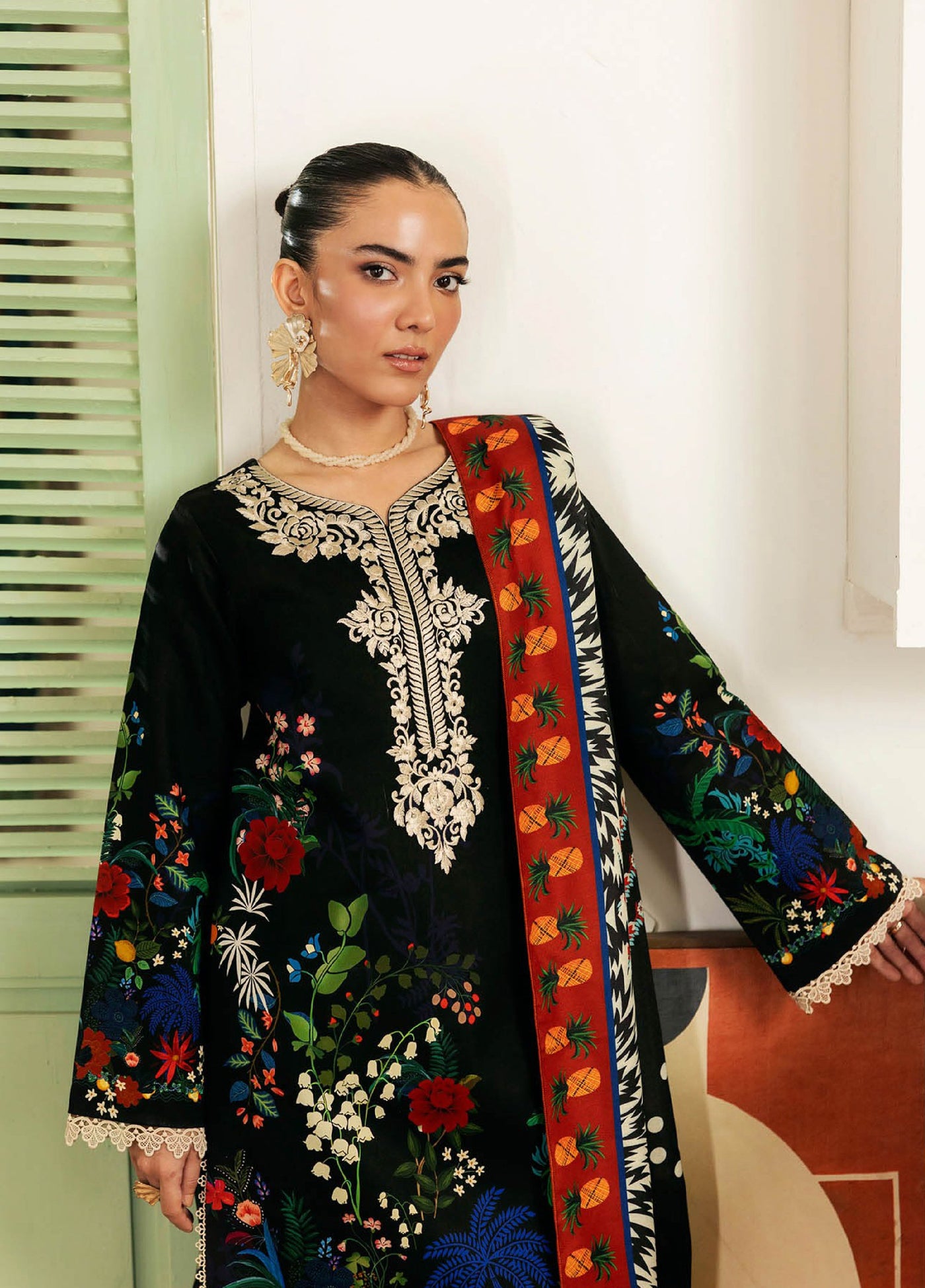 Nissa Floral Symphony by Rajbari Embroidered Marina Suits Unstitched 3 Piece RB25NM D-11 - Winter Collection