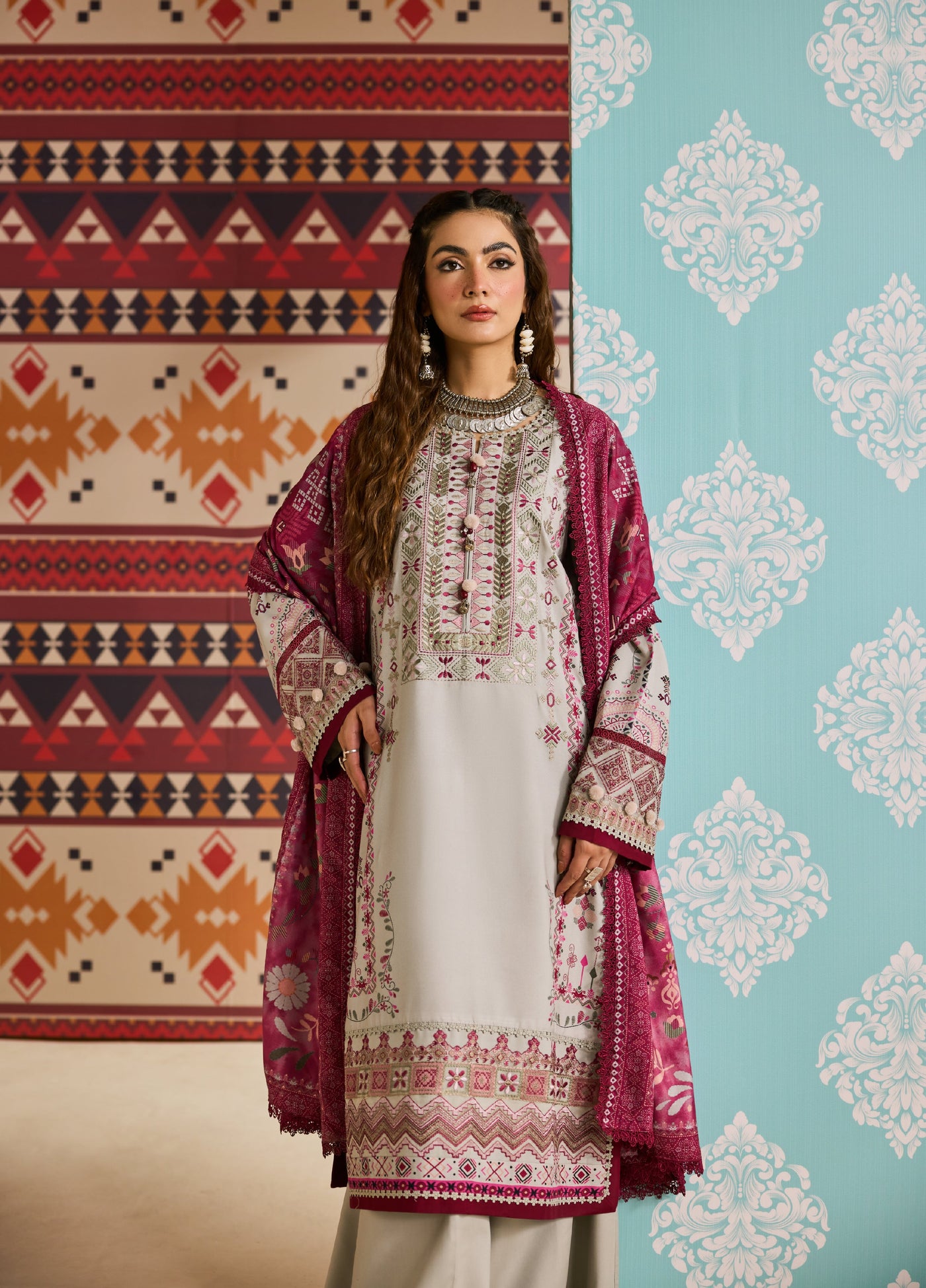 Zync by Florent One Nation Unstitched Khaddar Embroidered Suits 3 Piece FL25ON FL-7A - Casual Collection