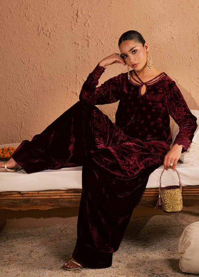 Ballerina by Nureh Unstitched Velvet Palachi Embroidered 3 Piece Suits NU25BV NU2-190 - Festive Collection