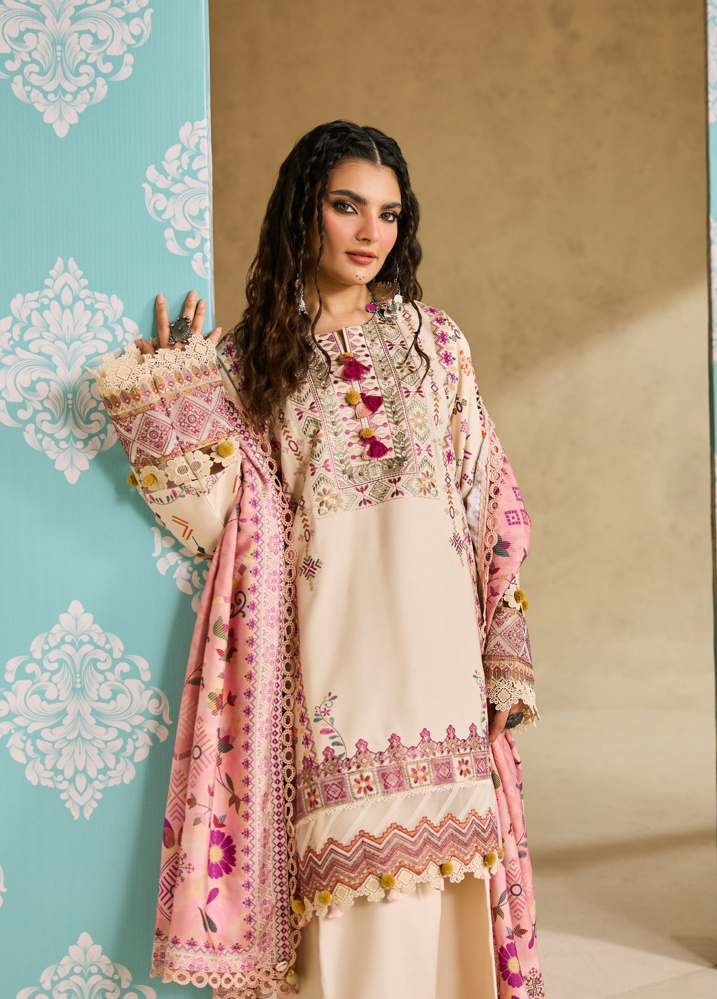 Zync by Florent One Nation Unstitched Khaddar Embroidered Suits 3 Piece FL25ON FL-7B - Casual Collection