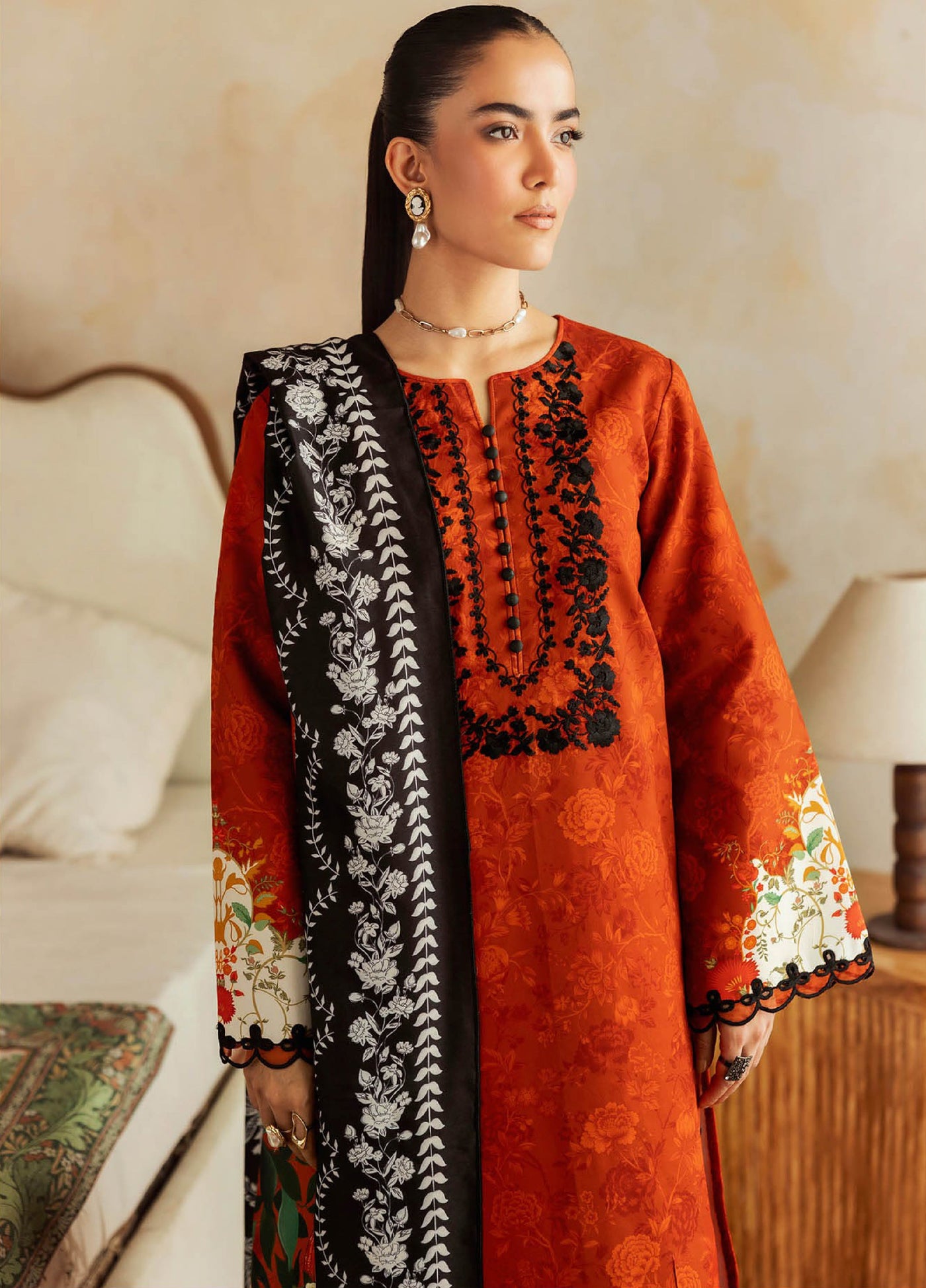 Nissa Floral Symphony by Rajbari Embroidered Marina Suits Unstitched 3 Piece RB25NM D-06 - Winter Collection