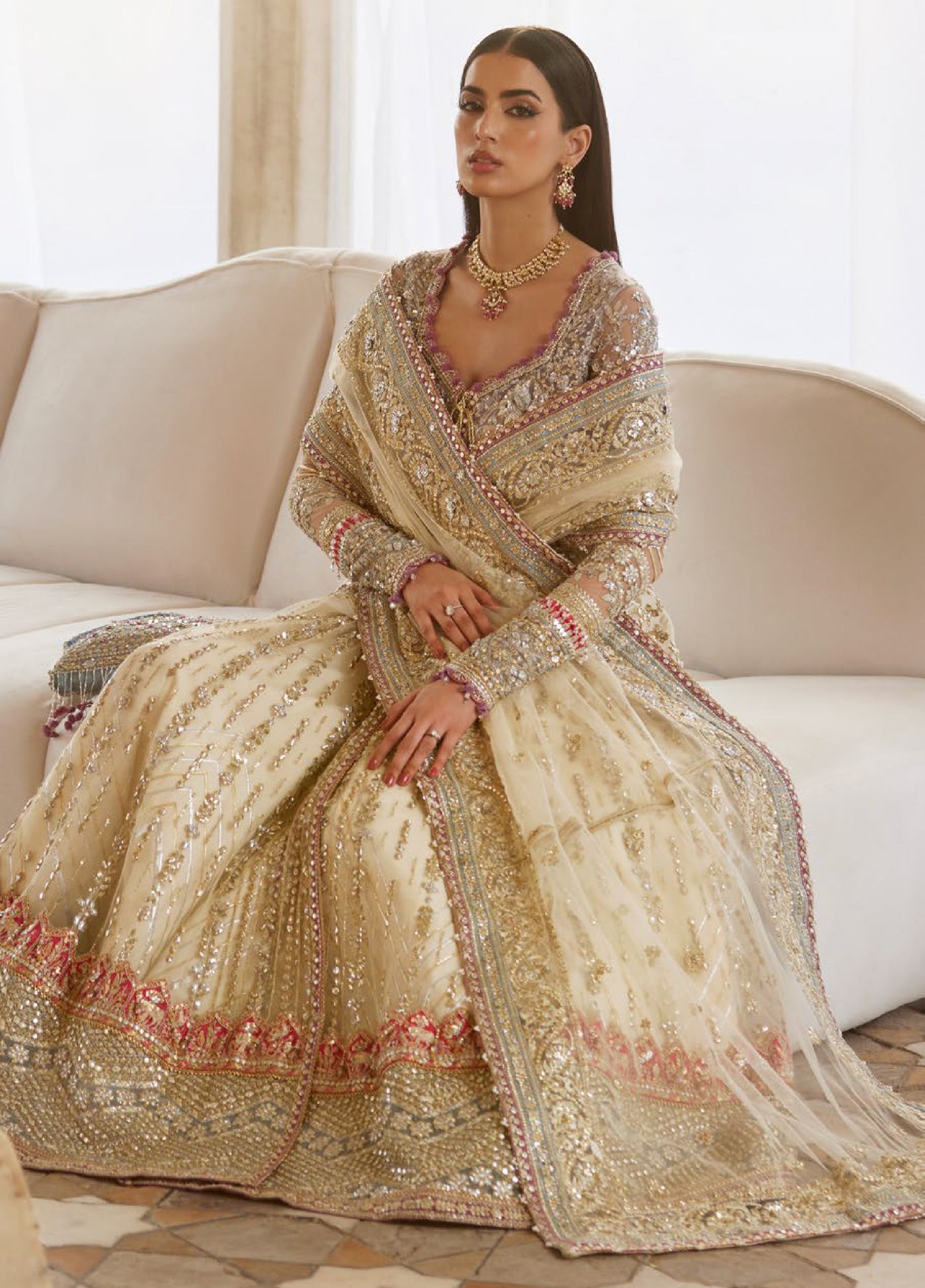 Zaha by Khadija Shah Gossamer Unstitched Embroidered Suits 3 Piece ZL25GF ZC25-06 - Festive Collection