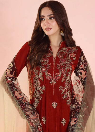 Eterna by Musferah Saad Pret Embroidered Velvet 3 Piece Ember Glow - Festive Collection