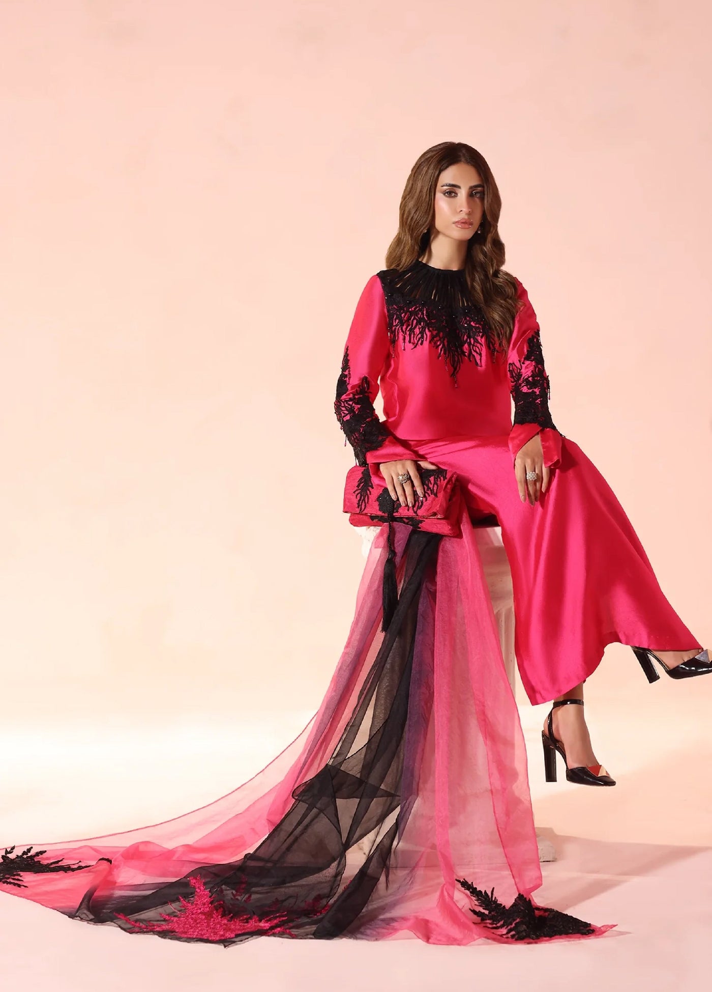 Eterna by Musferah Saad Pret Embroidered Tissue Silk 3 Piece Dark Romance - Festive Collection