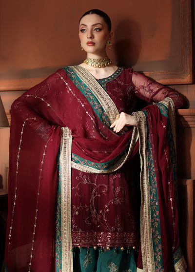 MaAlfaaz By Nureh Festive Unstitched Chiffon Embroidered 3 Piece Suits NU25AF NL-90 - Festive Collection