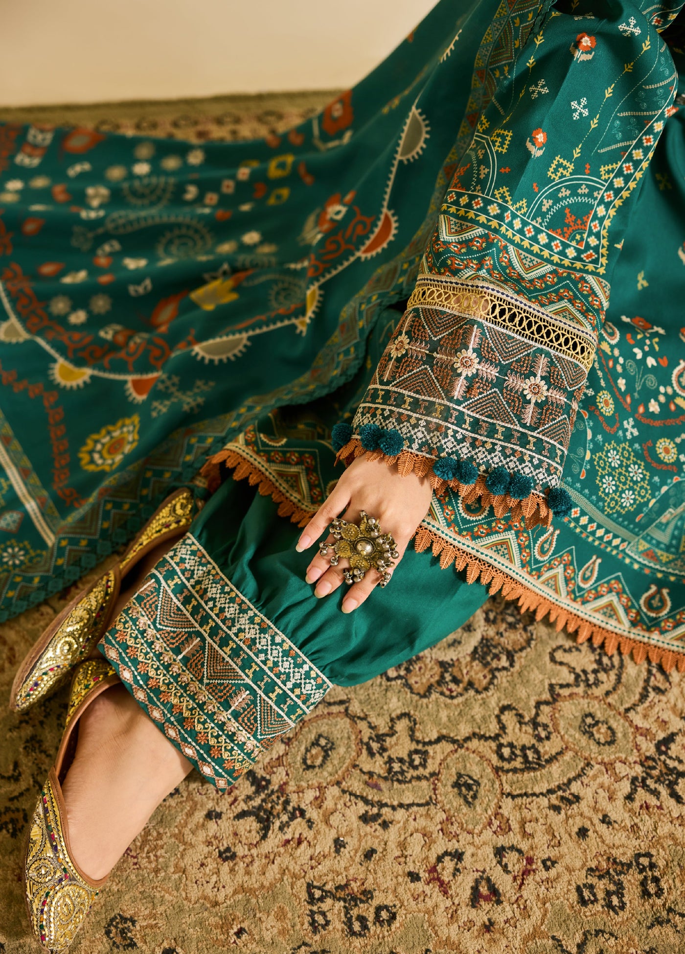 Zync by Florent One Nation Unstitched Khaddar Embroidered Suits 3 Piece FL25ON FL-1B - Casual Collection