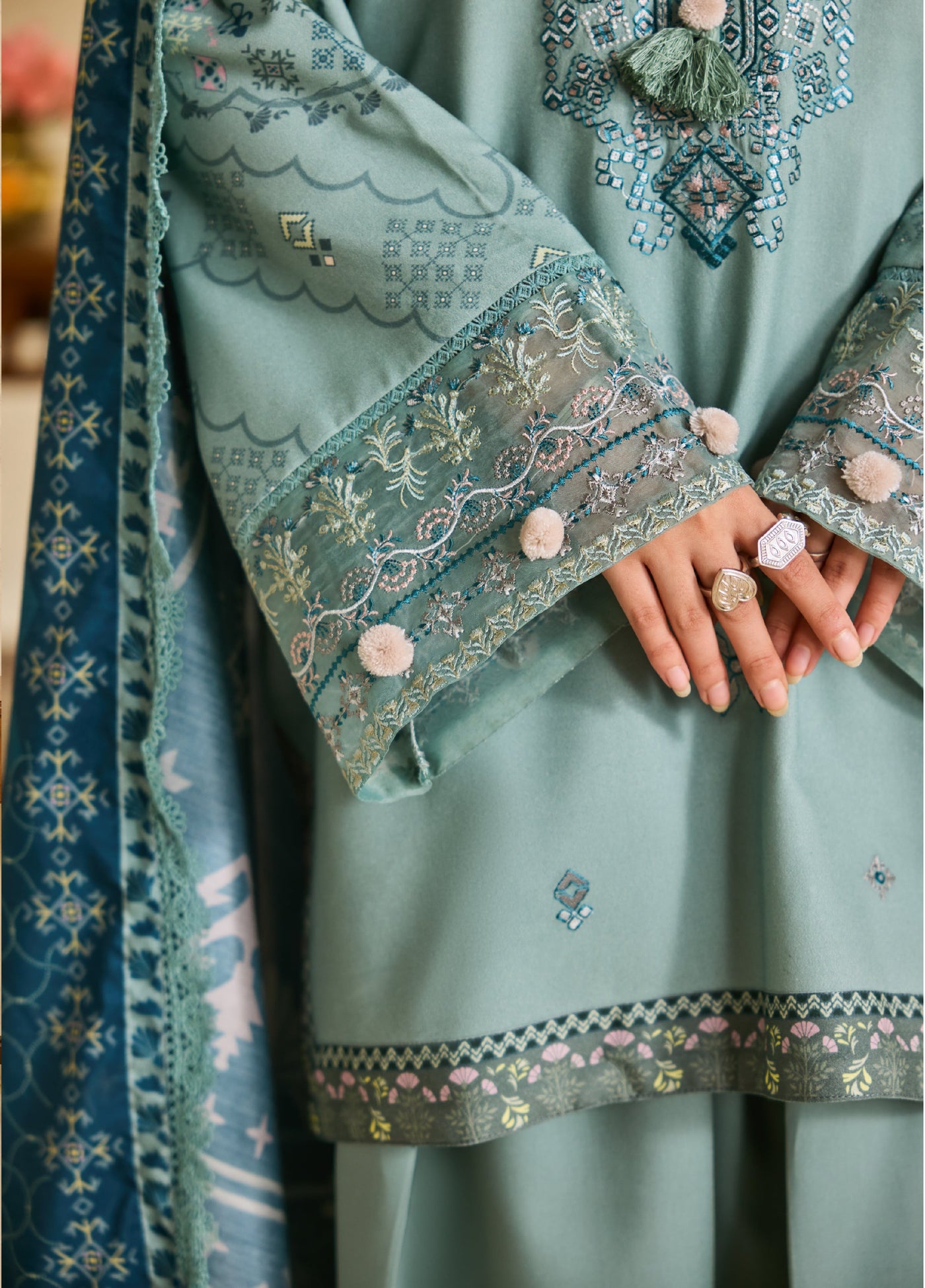 Zync by Florent One Nation Unstitched Khaddar Embroidered Suits 3 Piece FL25ON FL-3B - Casual Collection