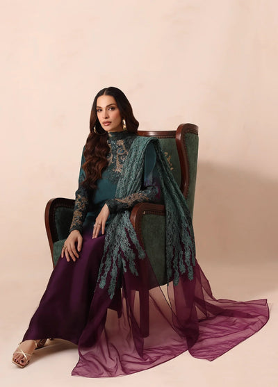 Eterna by Musferah Saad Pret Embroidered Tissue Silk 3 Piece Emerald Dusk - Festive Collection