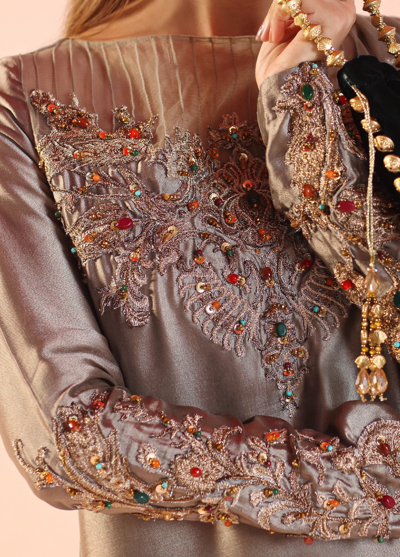 Eterna by Musferah Saad Pret Embroidered Tissue Silk 3 Piece Whispers of Opulence - Festive Collection