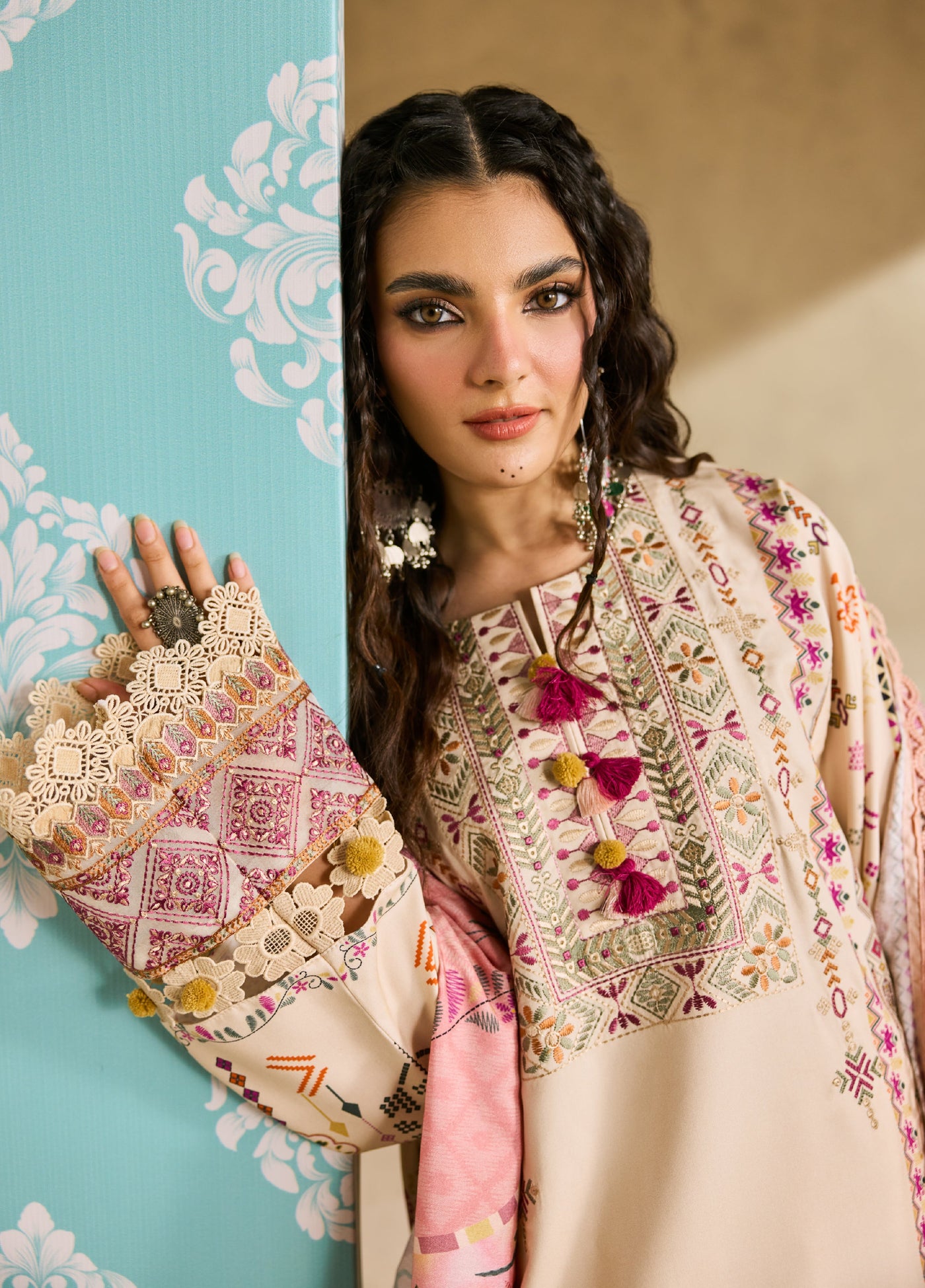 Zync by Florent One Nation Unstitched Khaddar Embroidered Suits 3 Piece FL25ON FL-7B - Casual Collection