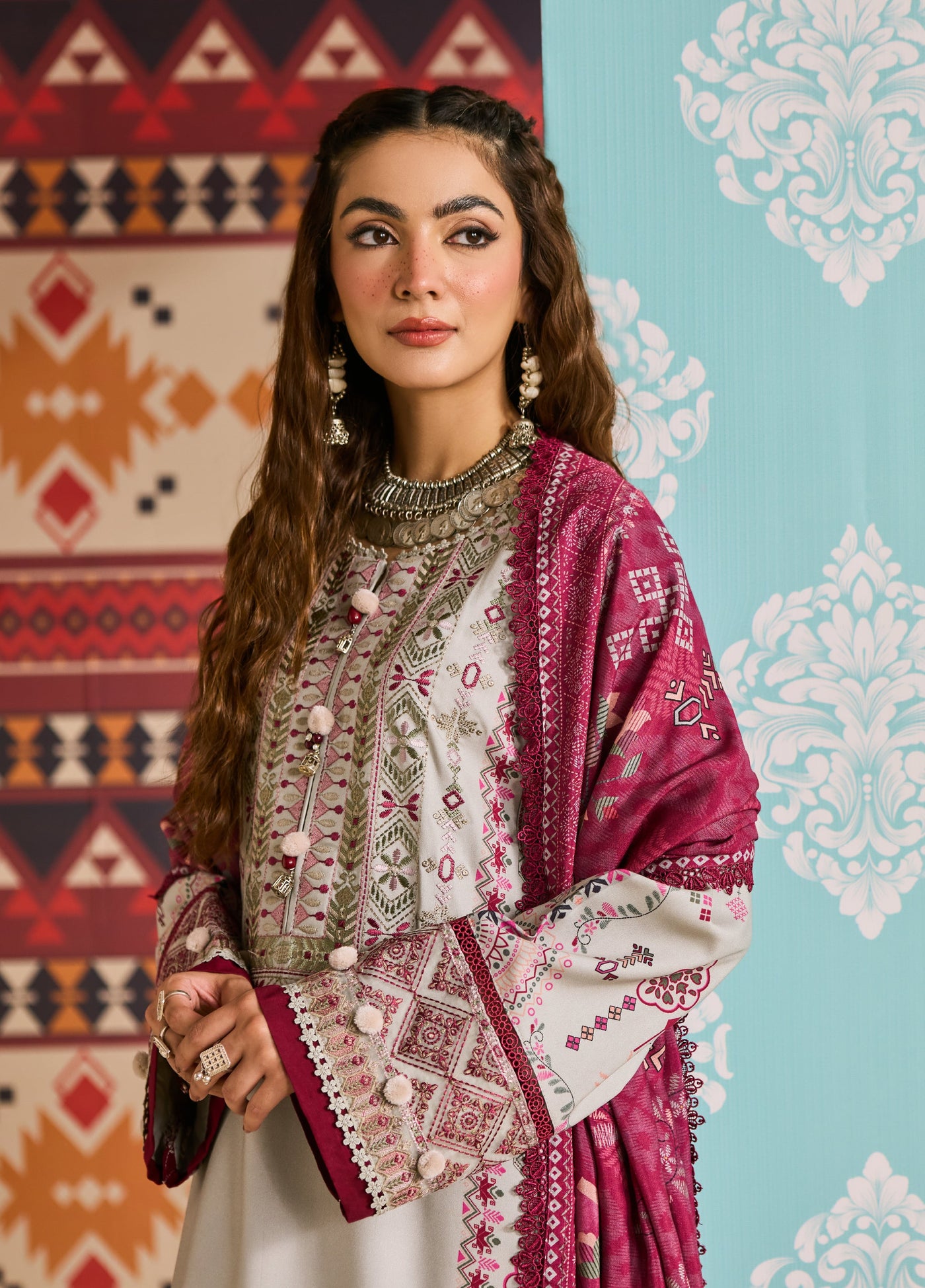 Zync by Florent One Nation Unstitched Khaddar Embroidered Suits 3 Piece FL25ON FL-7A - Casual Collection