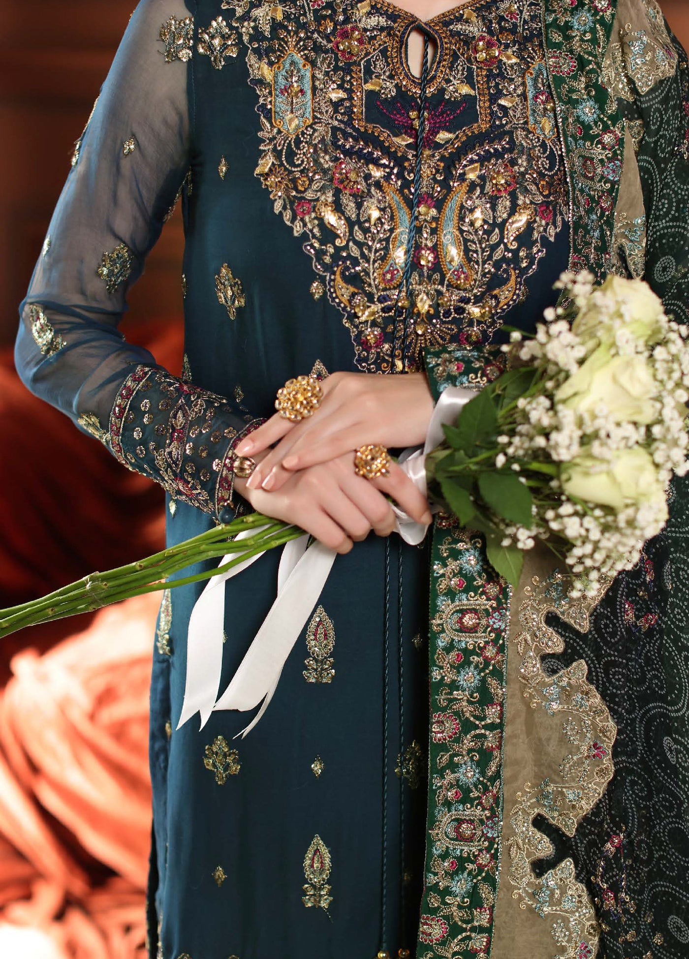 MaAlfaaz By Nureh Festive Unstitched Chiffon Embroidered 3 Piece Suits NU25AF NL-88 - Festive Collection