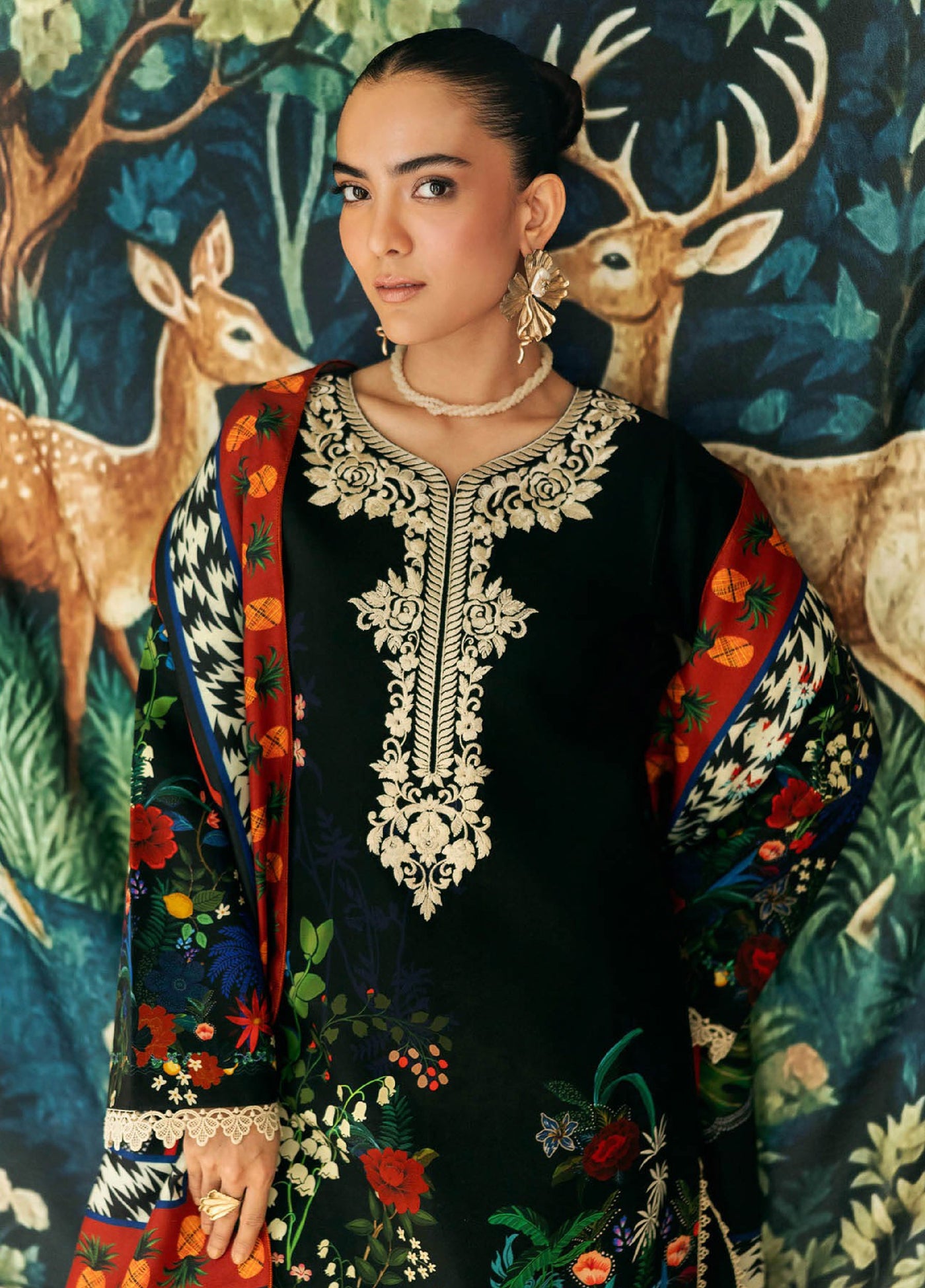 Nissa Floral Symphony by Rajbari Embroidered Marina Suits Unstitched 3 Piece RB25NM D-11 - Winter Collection