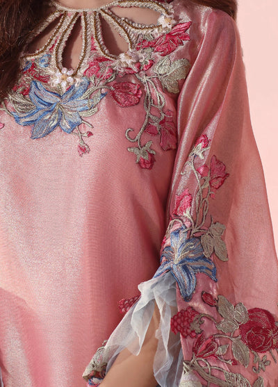 Eterna by Musferah Saad Pret Embroidered Tissue Kaftaan Moonlit Blush - Festive Collection