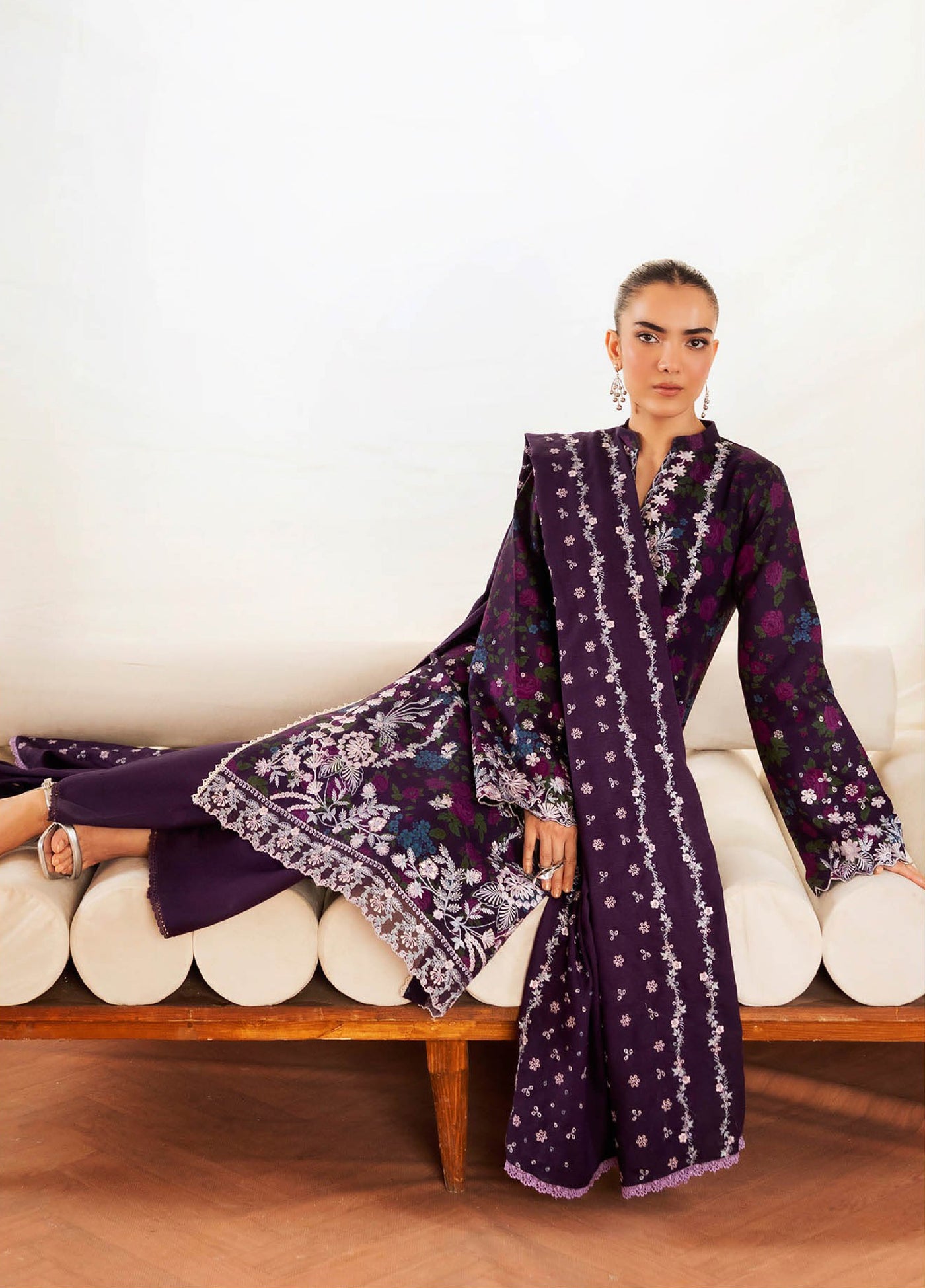 Nissa Floral Symphony by Rajbari Embroidered Marina Suits Unstitched 3 Piece RB25NM D-07 - Winter Collection