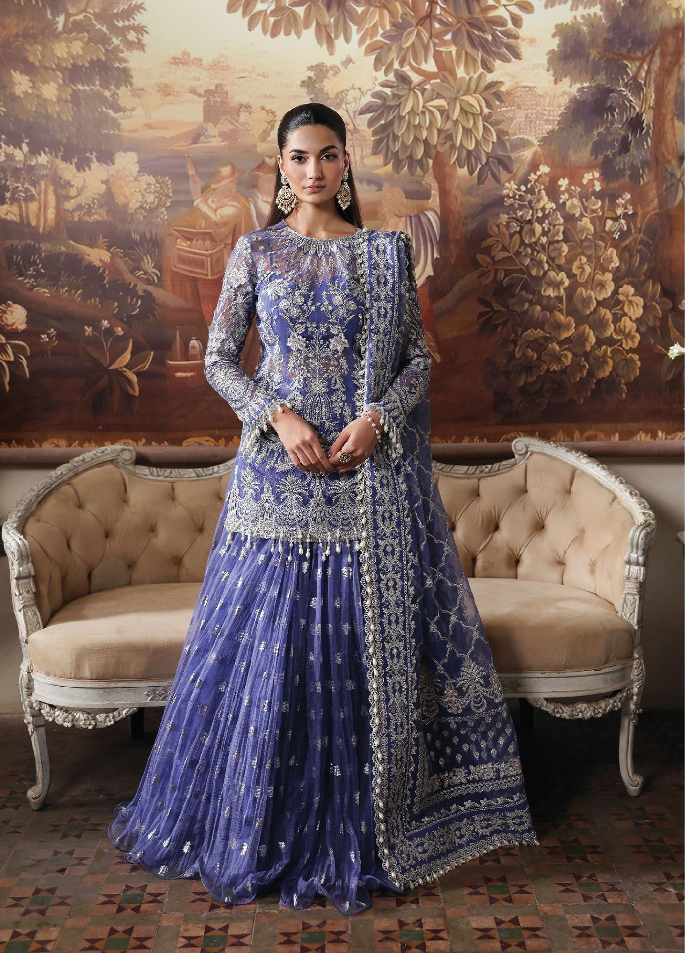 Dastangoi by Afrozeh Unstitched Formal Embroidered Organza 3 Piece Suits  AF25DF D-9 Bloomevil - Formal Collection