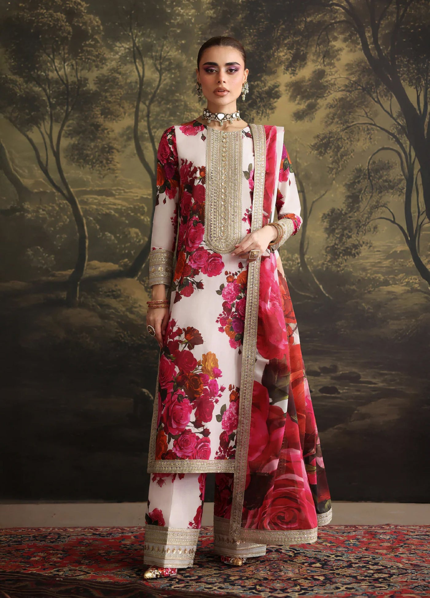Rehana by Humjoli Pret Embroidered Lawn 3 Piece White Shine - Festive Collection