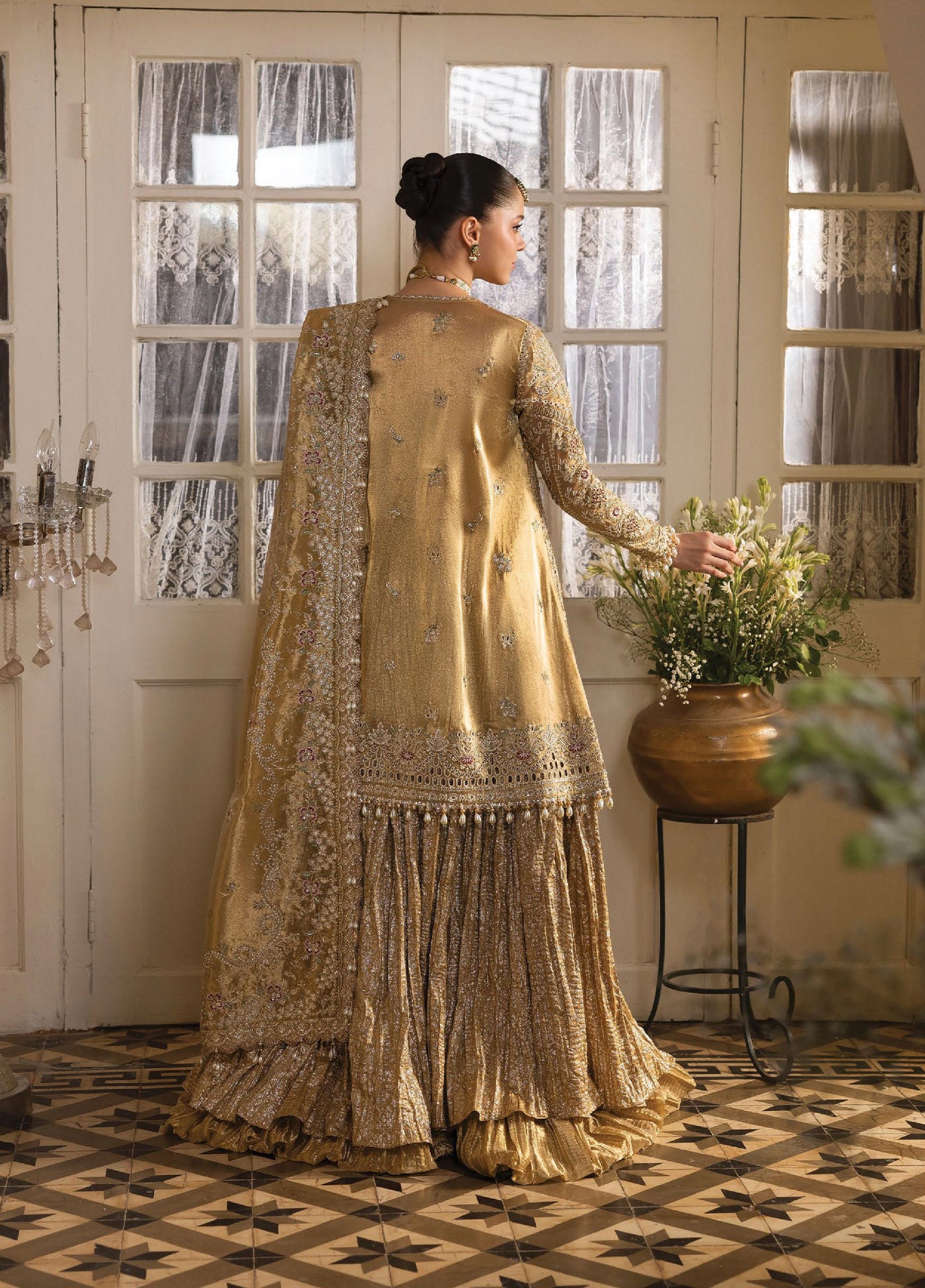 Dastangoi by Afrozeh Unstitched Formal Embroidered Tissue Zari 3 Piece Suits  AF25DF D-3 Goldevil - Formal Collection