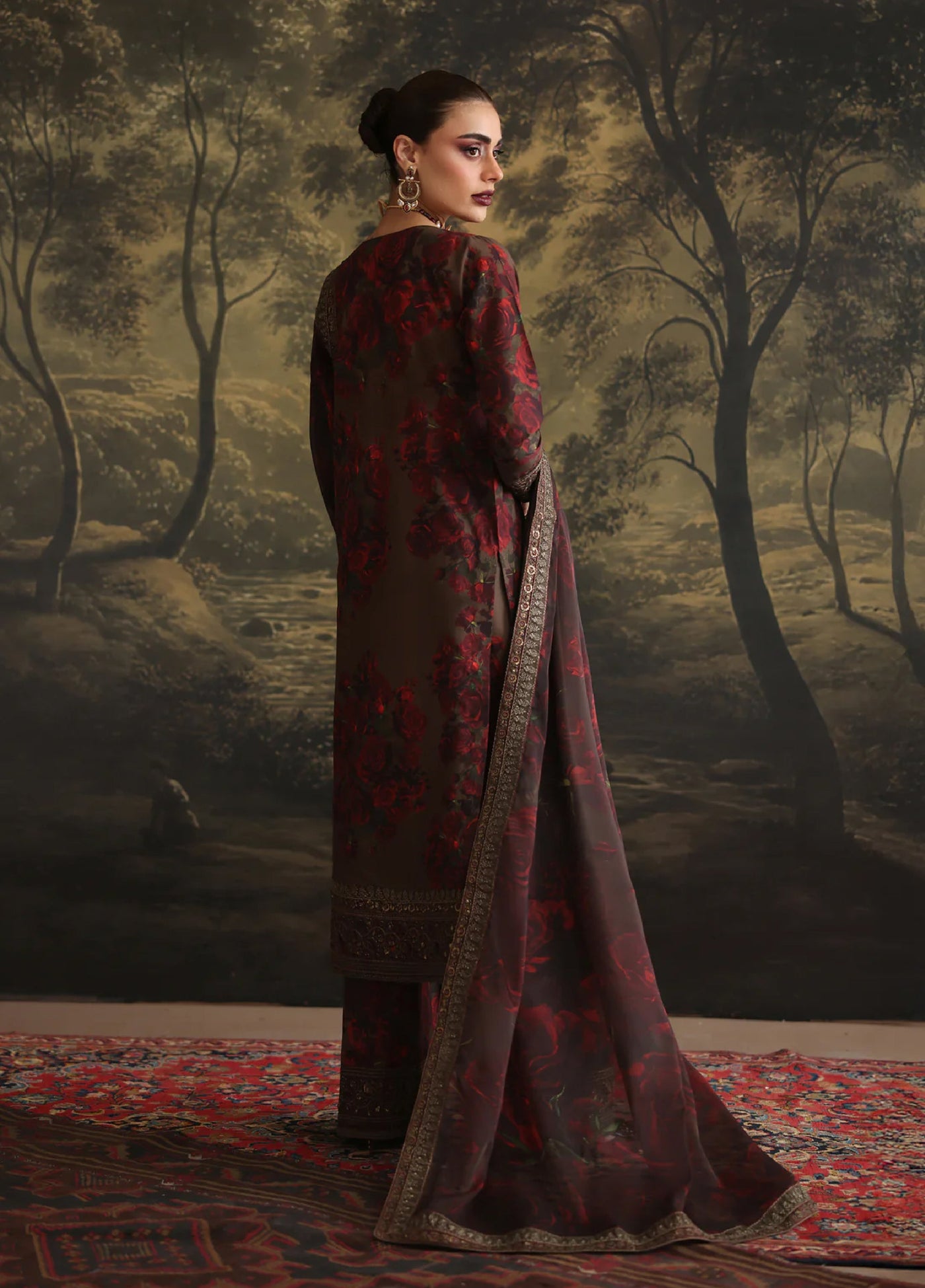 Rehana by Humjoli Pret Embroidered Lawn 3 Piece Brown Rome - Festive Collection