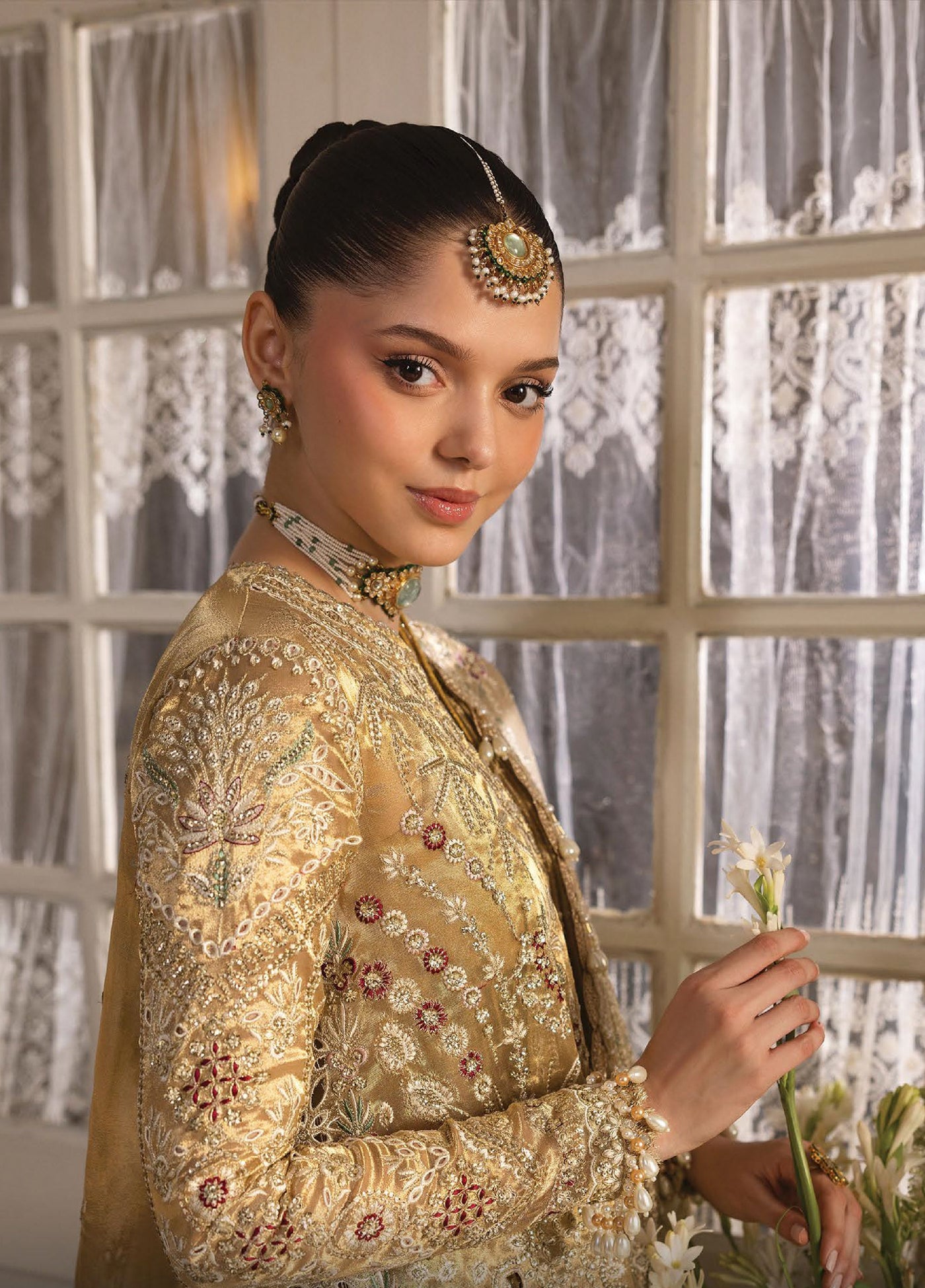Dastangoi by Afrozeh Unstitched Formal Embroidered Tissue Zari 3 Piece Suits  AF25DF D-3 Goldevil - Formal Collection