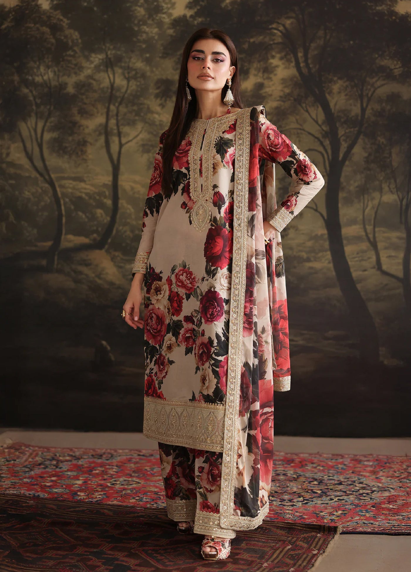 Rehana by Humjoli Pret Embroidered Lawn 3 Piece Beigery - Festive Collection