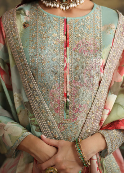 Rehana by Humjoli Pret Embroidered Lawn 3 Piece Aqua Pink - Festive Collection