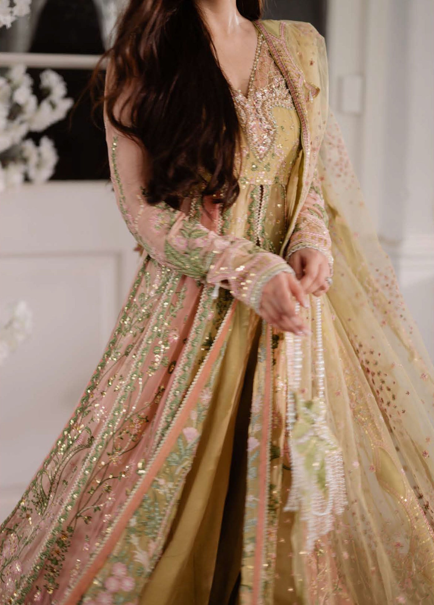 Shaam Shandar By Mushq Luxury Chiffon Unstitched 3 Piece Suits MQ25SC D-3 Sur Sunehri - Festive Collection