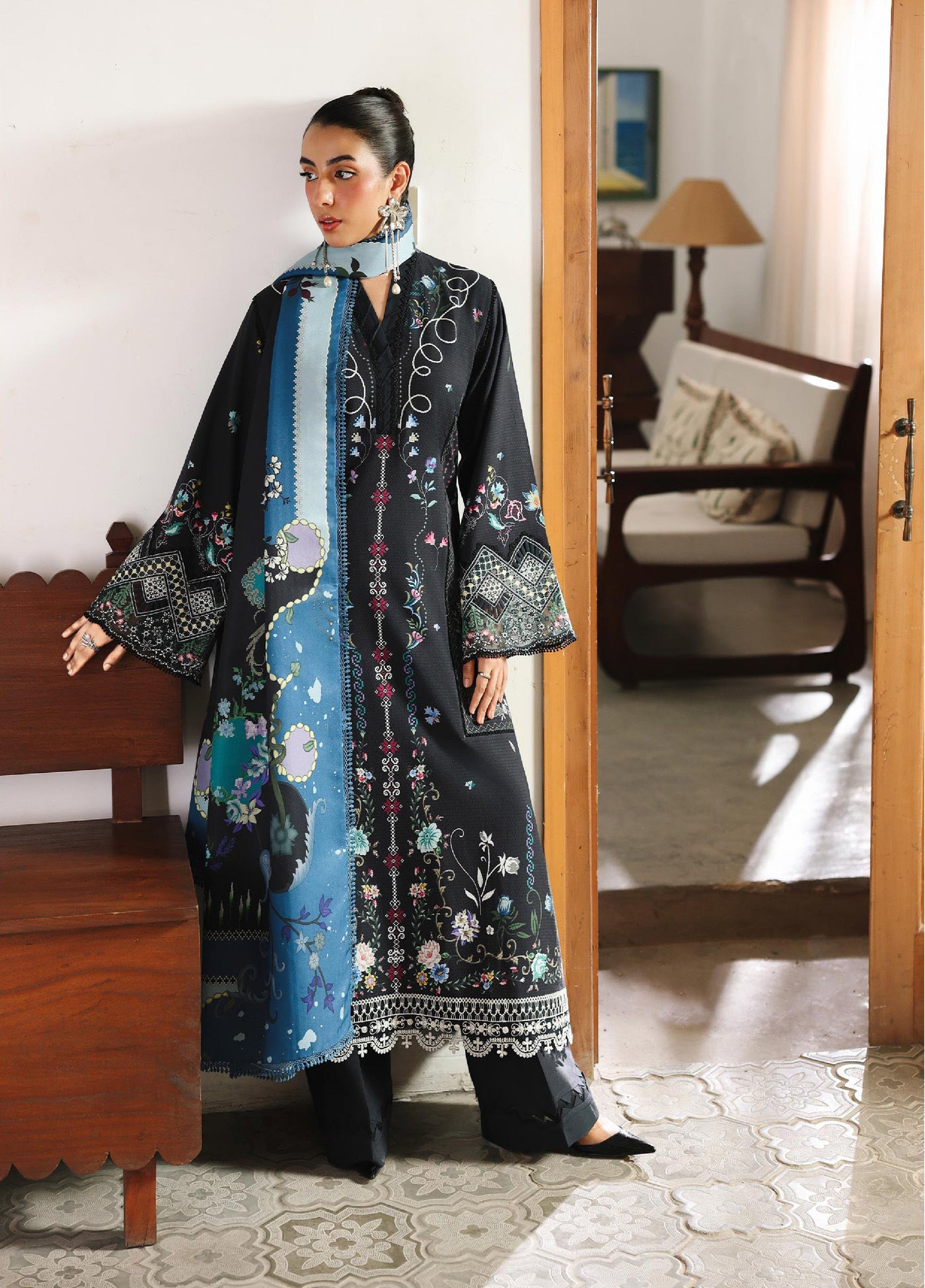 Qprints By Qalamkar Unstitched Linen Printed 3 Piece Suits QLM25PW QW-06 B Skye - Winter Collection